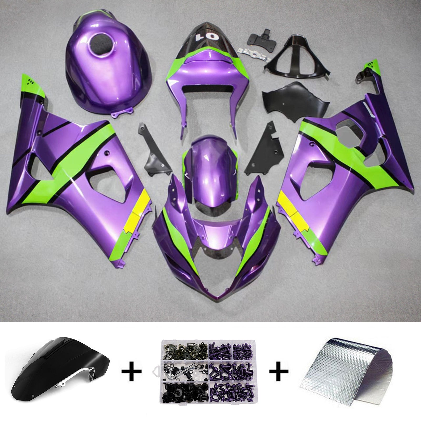 Amotopart 2003-2004 Suzuki GSXR1000 Purple Green Fairing Kit