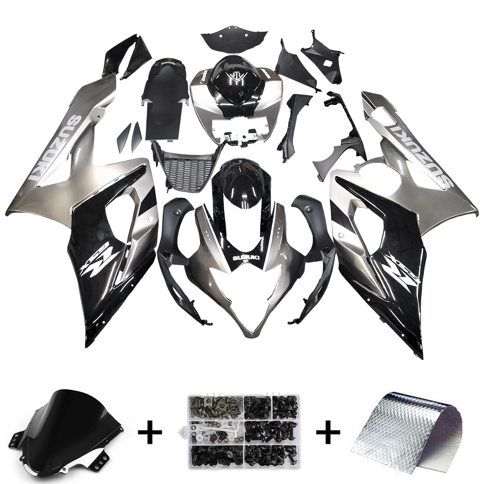 Amotopart 2005-2006 Suzuki GSXR1000 Fairing G-Black&Sliver Kit