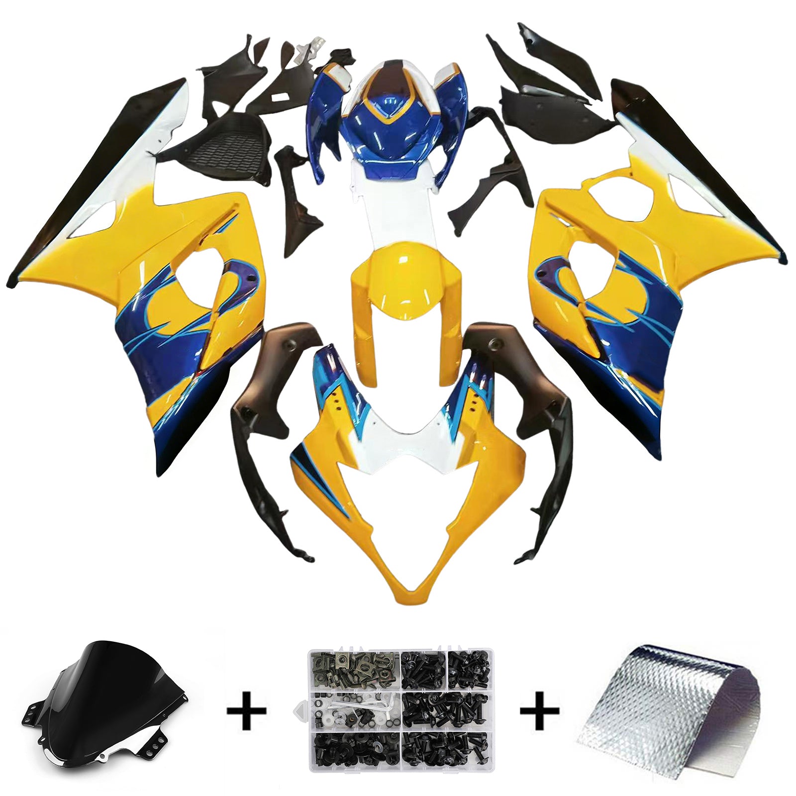 Kit carena Amotopart 2005-2006 Suzuki GSXR1000 giallo e blu