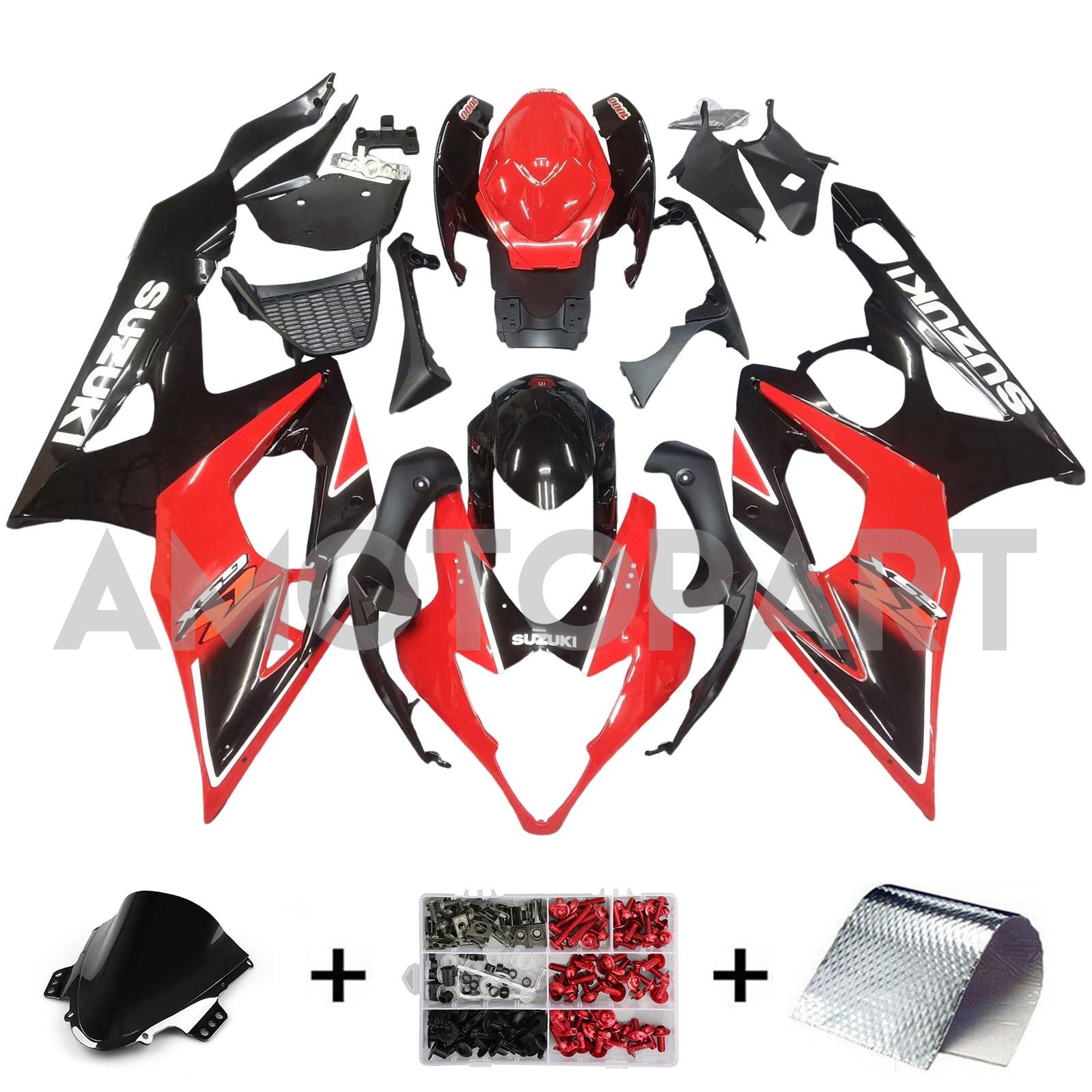 Amotopart 2005-2006 Suzuki GSXR1000 Fairing Red&Black Kit