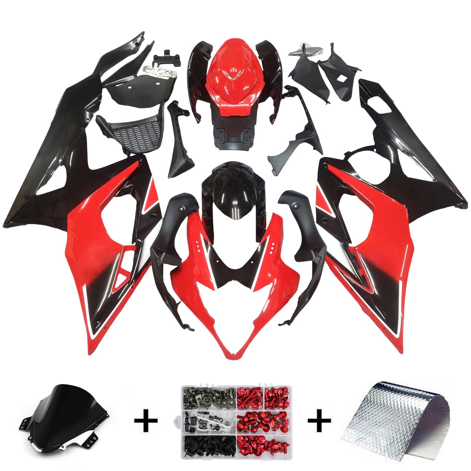 Amotopart 2005-2006 Suzuki GSXR1000 Fairing Red&Black Kit