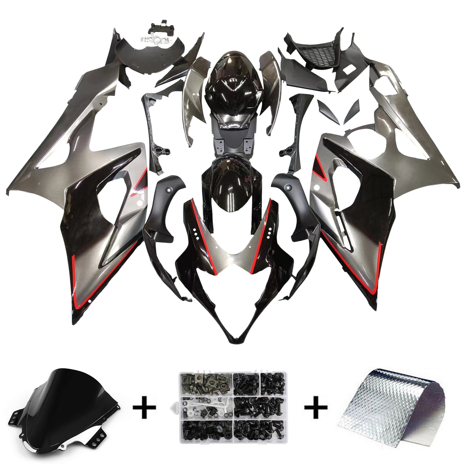 Kit carena Amotopart 2005-2006 Suzuki GSXR 1000 grigio nero