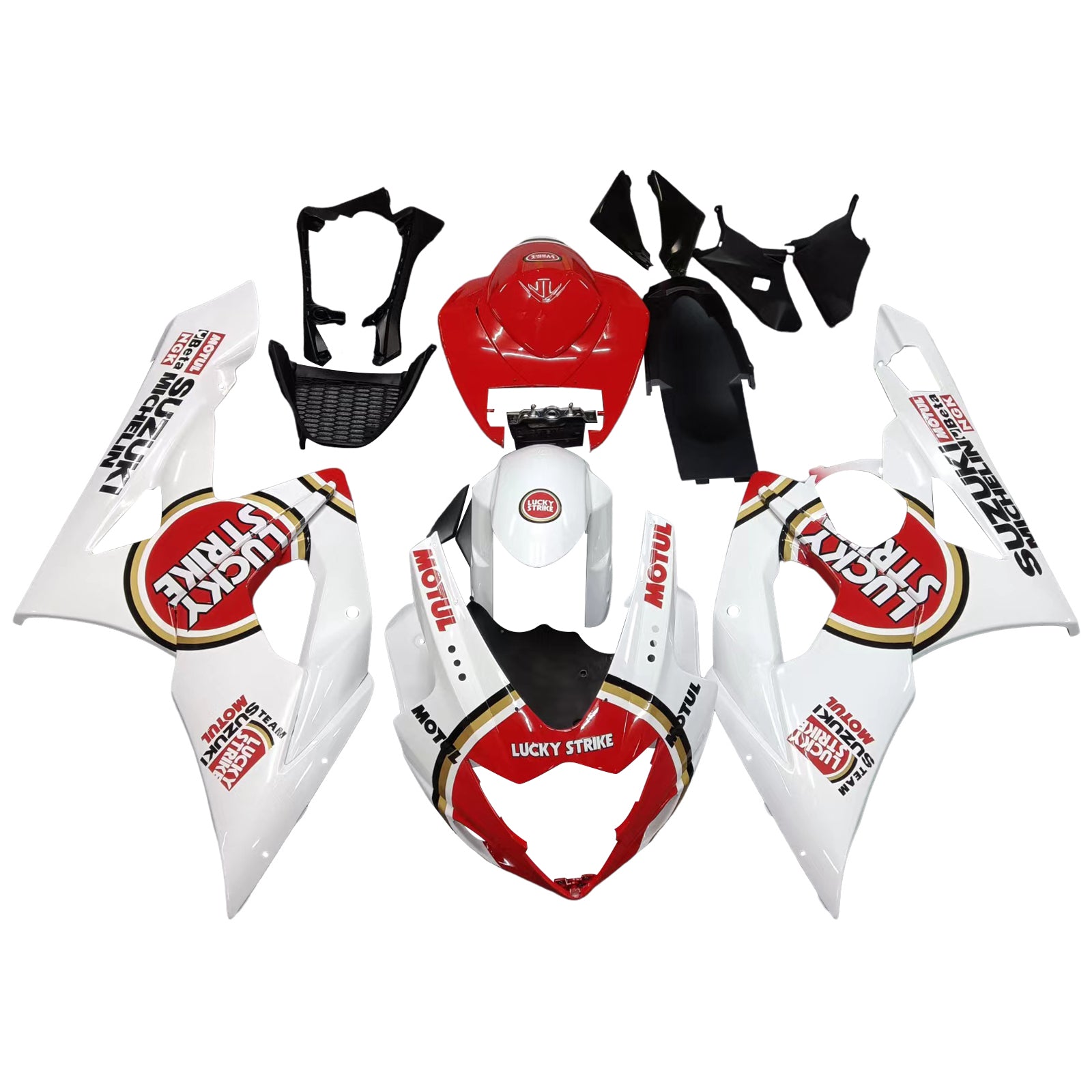 Amotopart 2005-2006 Suzuki GSXR1000 K5 White&Red Lucky Strike Fairing Kit