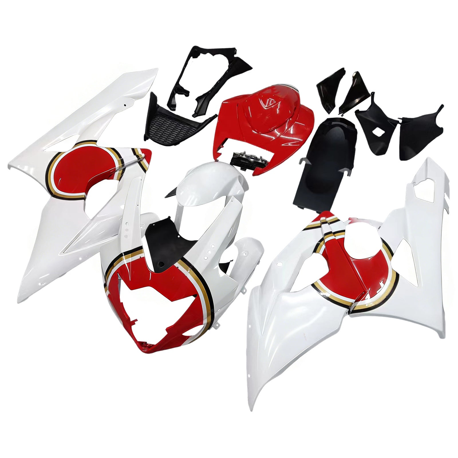 Amotopart 2005-2006 Suzuki GSXR1000 K5 White&Red Lucky Strike Fairing Kit