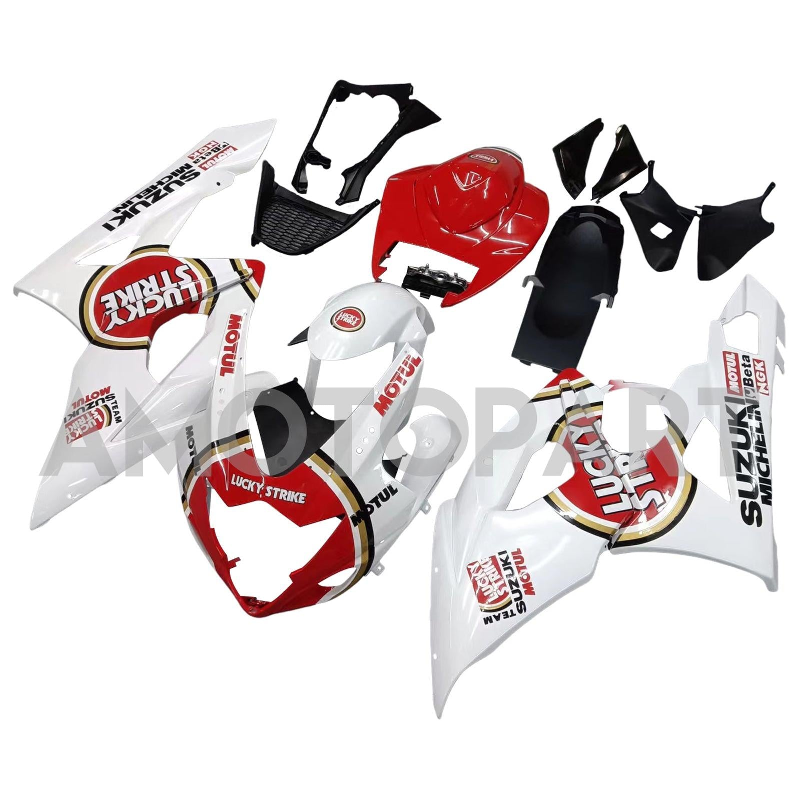 Amotopart 2005-2006 Suzuki GSXR1000 K5 White & Red Lucky Strike Fairing Kit