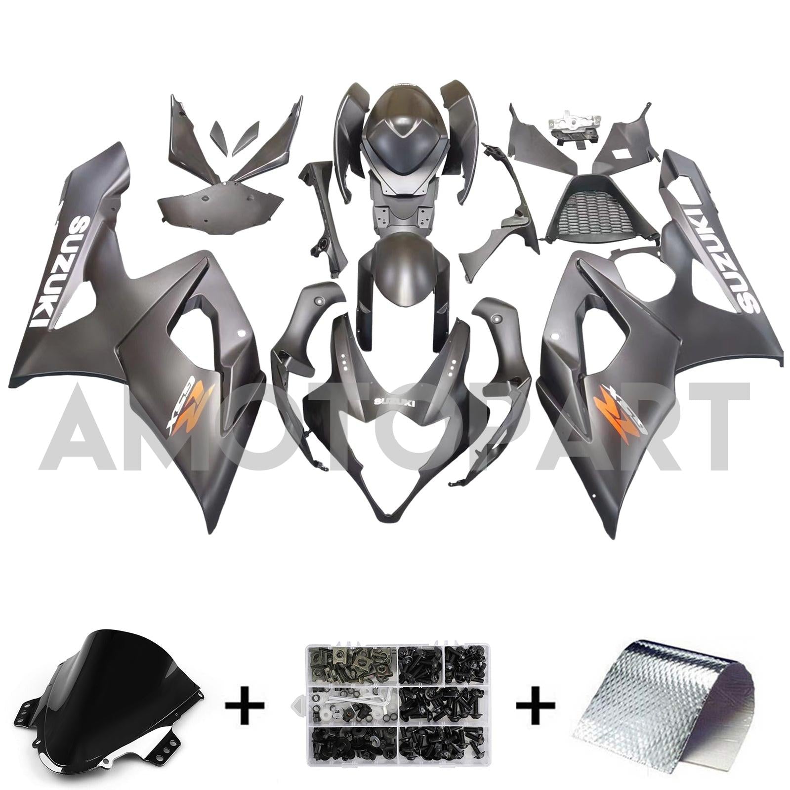 Amotopart 2005-2006 Suzuki GSXR1000 K5 Matte Black com Logos Fairing Kit