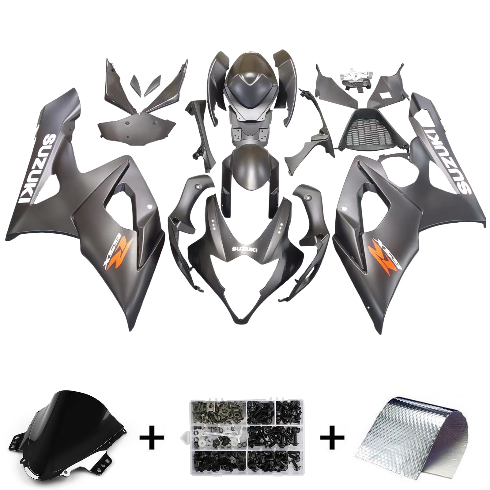 Amotopart 2005-2006 Suzuki GSXR1000 K5 Matte Black with Logos Fairing Kit