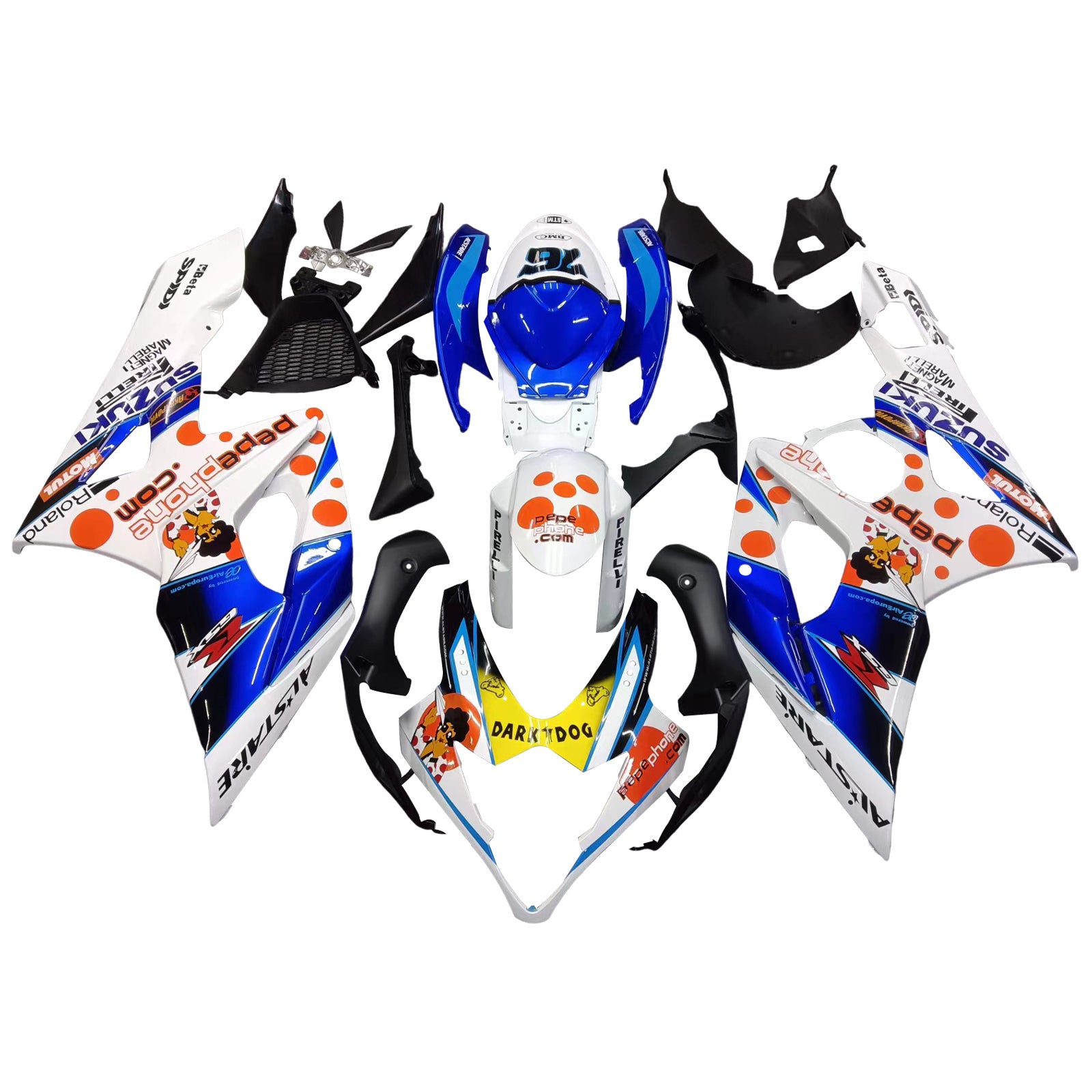 Amotopart 2005-2006 Suzuki GSXR1000 Kit de carenado blanco y azul