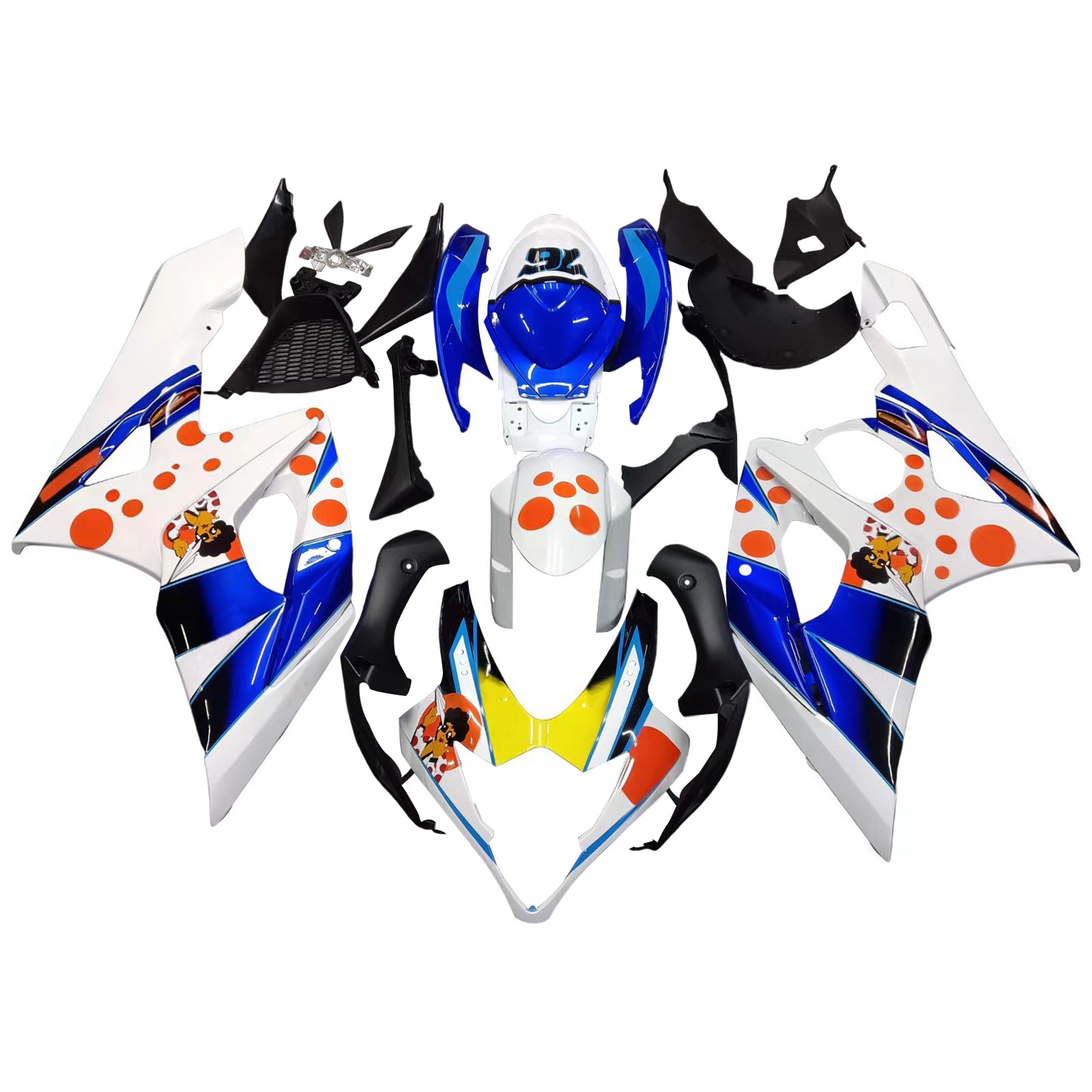 Amotopart 2005-2006 Suzuki GSXR1000 Fairing White & Blue Kit