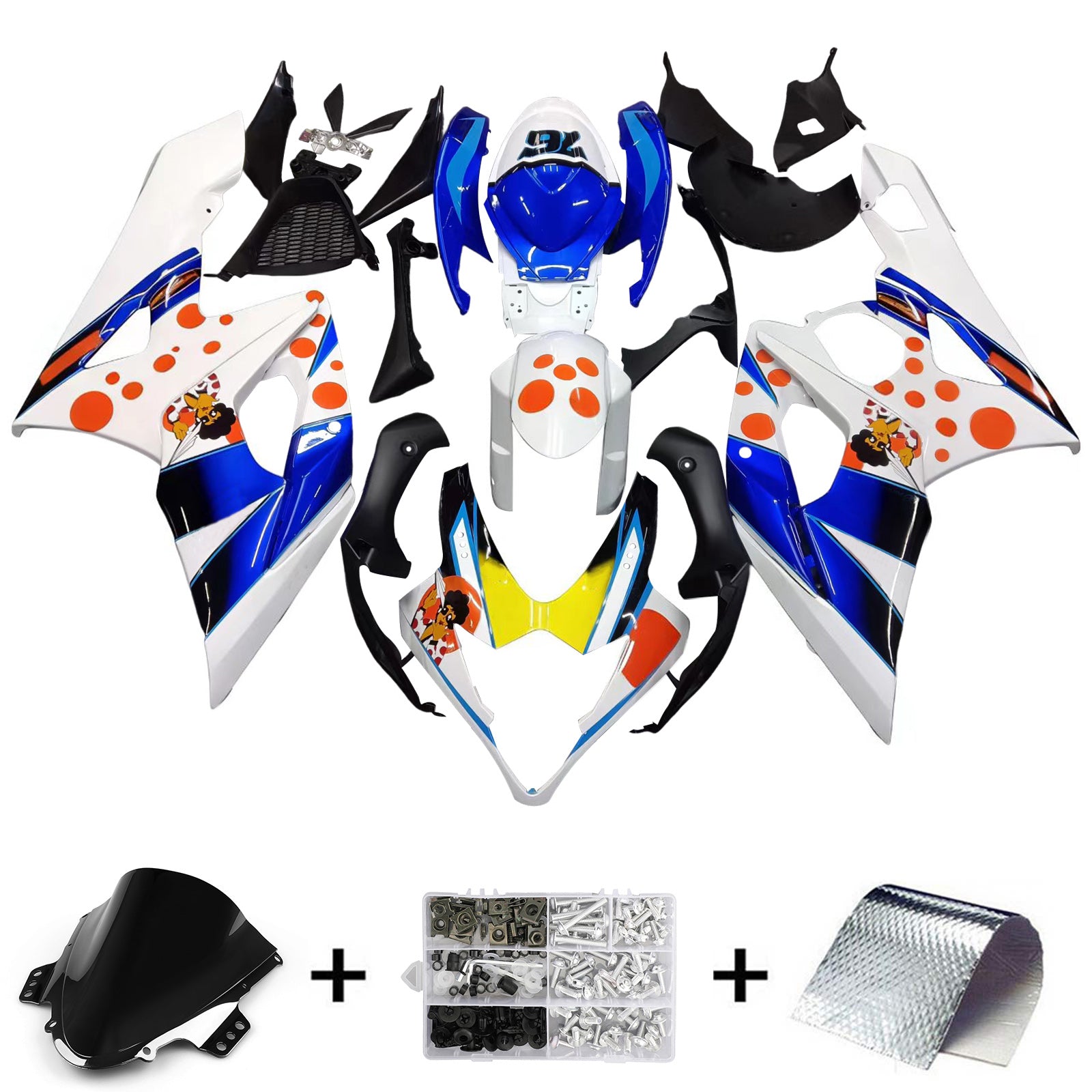Amotopart 2005-2006 Suzuki GSXR1000 Fairing White & Blue Kit