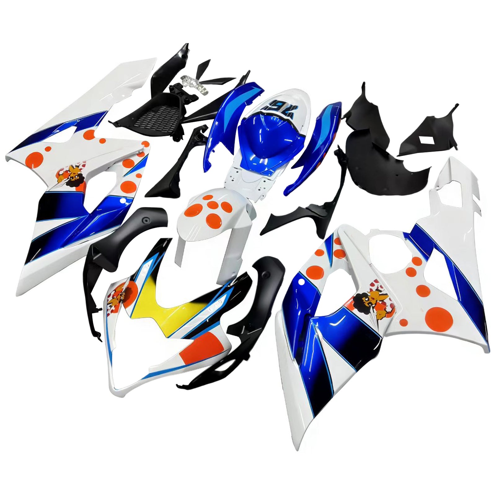 Amotopart 2005-2006 Suzuki GSXR1000 Fairing White&Blue Kit