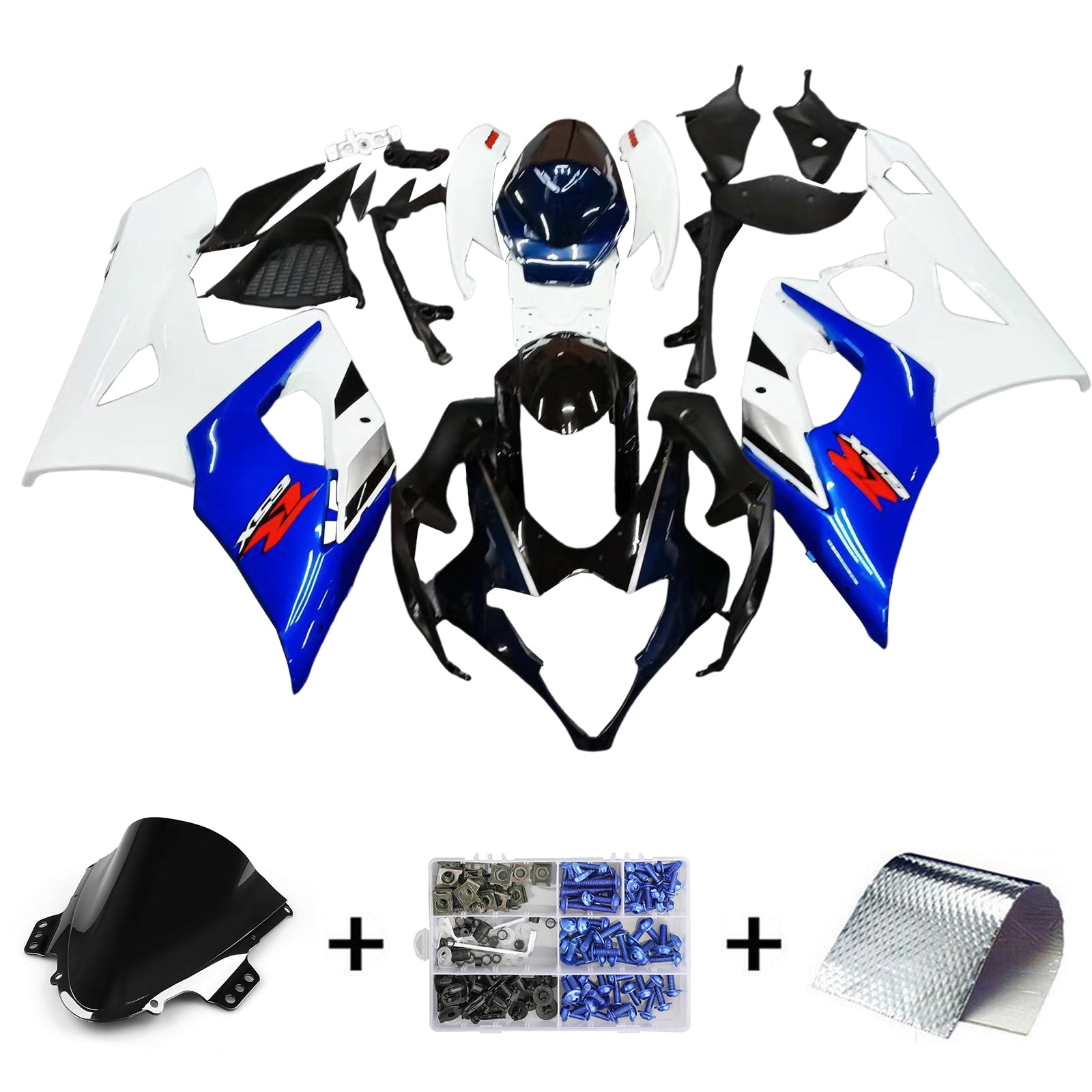 Amotopart 2005-2006 Suzuki GSXR 1000 Blue&White Fairing Kit