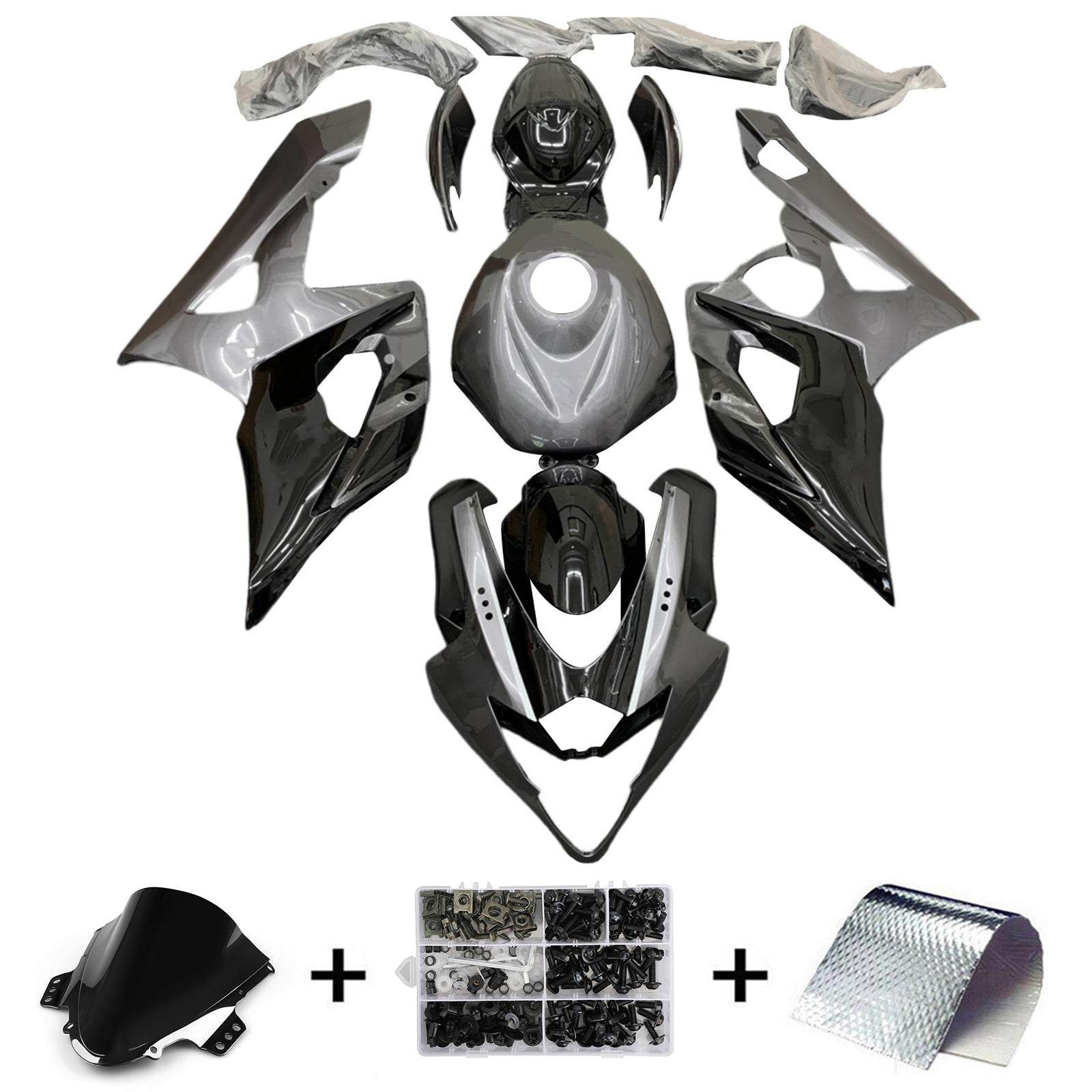 Amotopart 2005-2006 Suzuki GSXR1000 K5 Black&Grey Style2 Fairing Kit