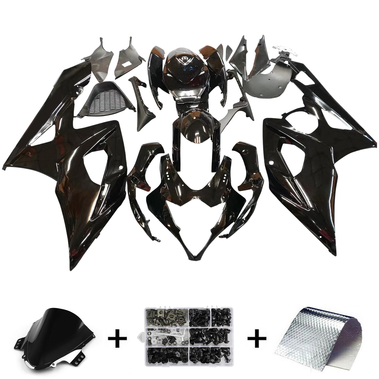 Amotopart 2005-2006 Suzuki GSXR1000 K5 Gloss Black Fairing Kit
