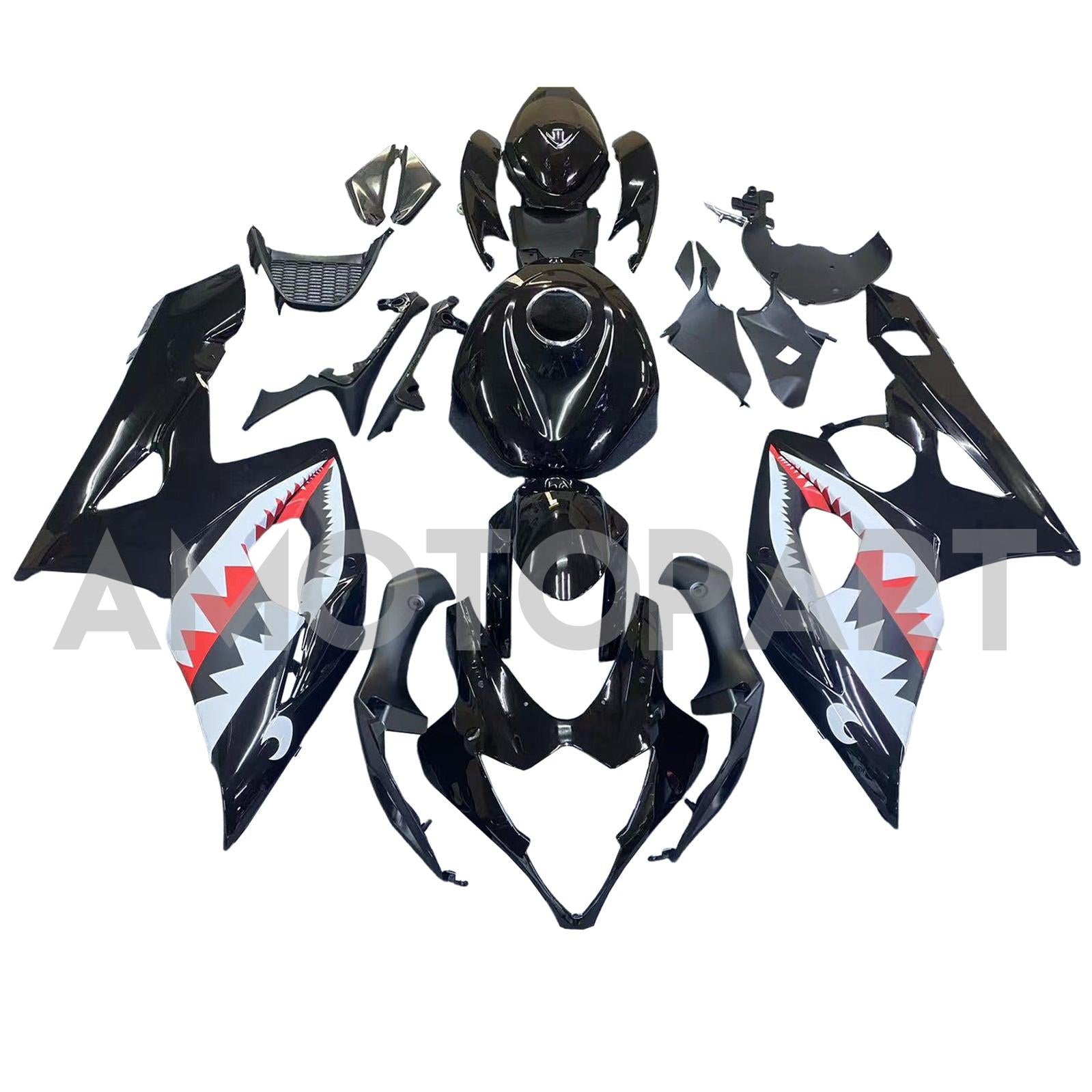 Amotopart 2005-2006 Suzuki GSXR1000 K5 Black Shark Teeth Fairing Kit