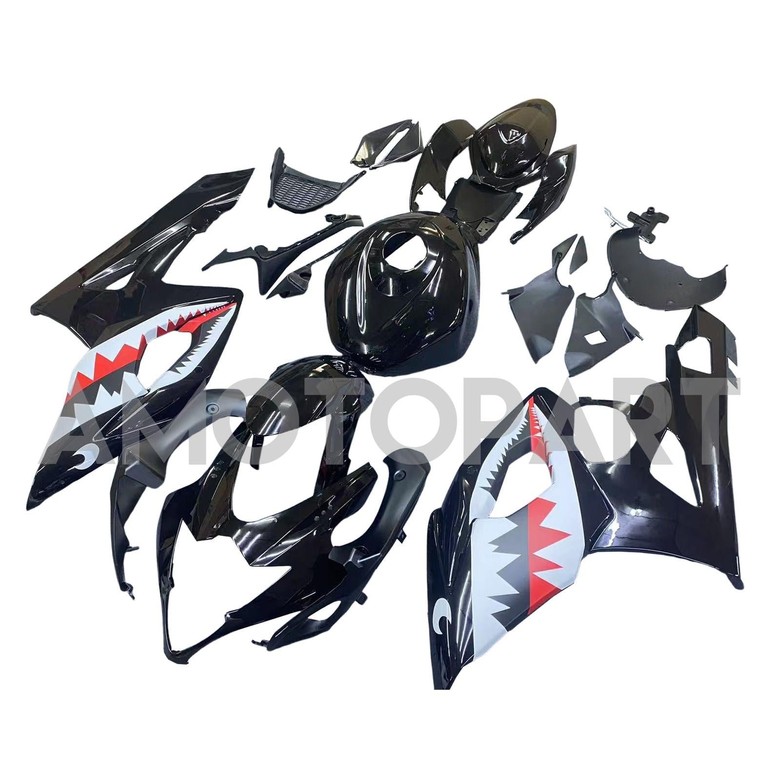Amotopart 2005-2006 Suzuki GSXR1000 K5 Black Shark Teeth Fairing Kit