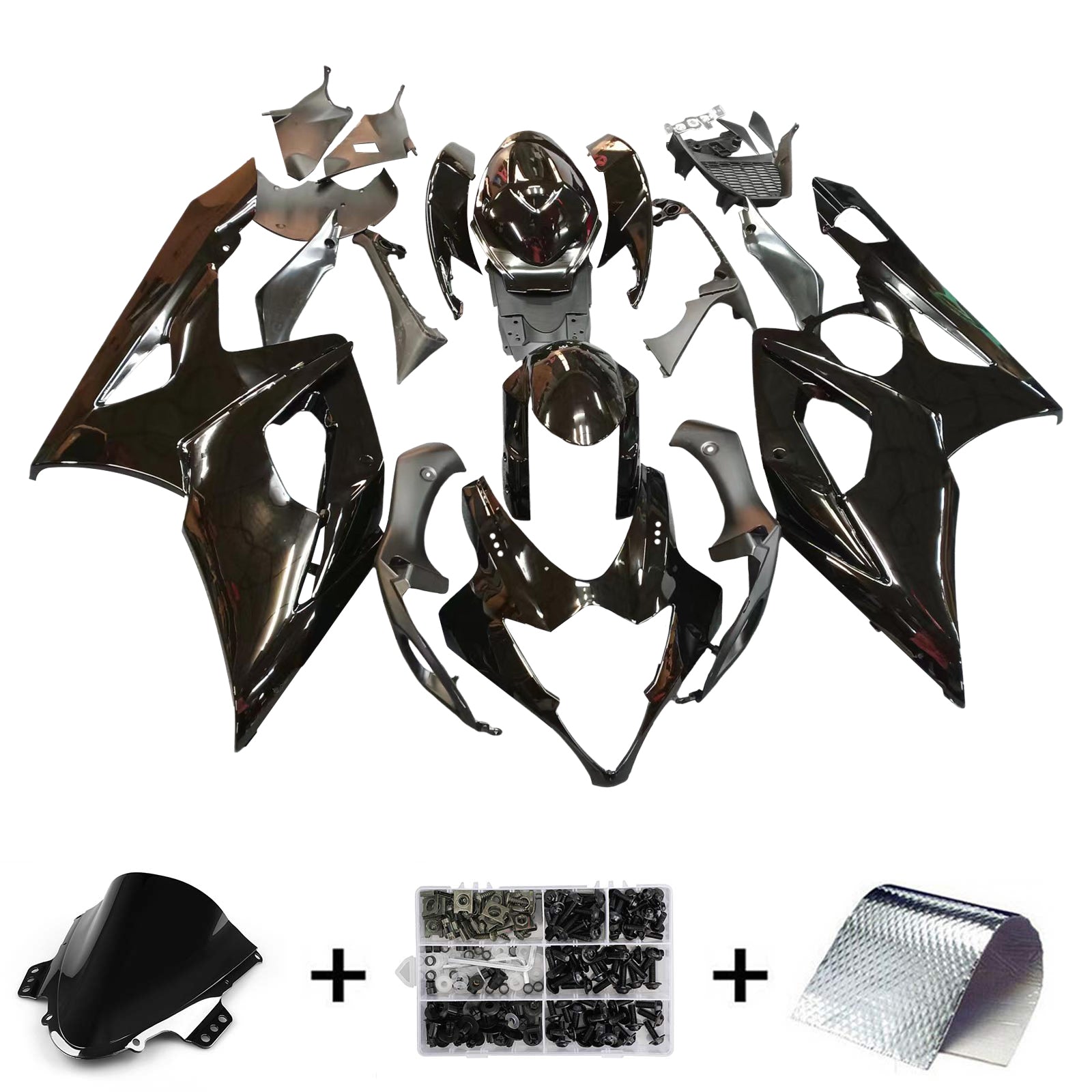 Amotopart 2005-2006 Suzuki GSXR1000 Fairing Glossy Black Kit