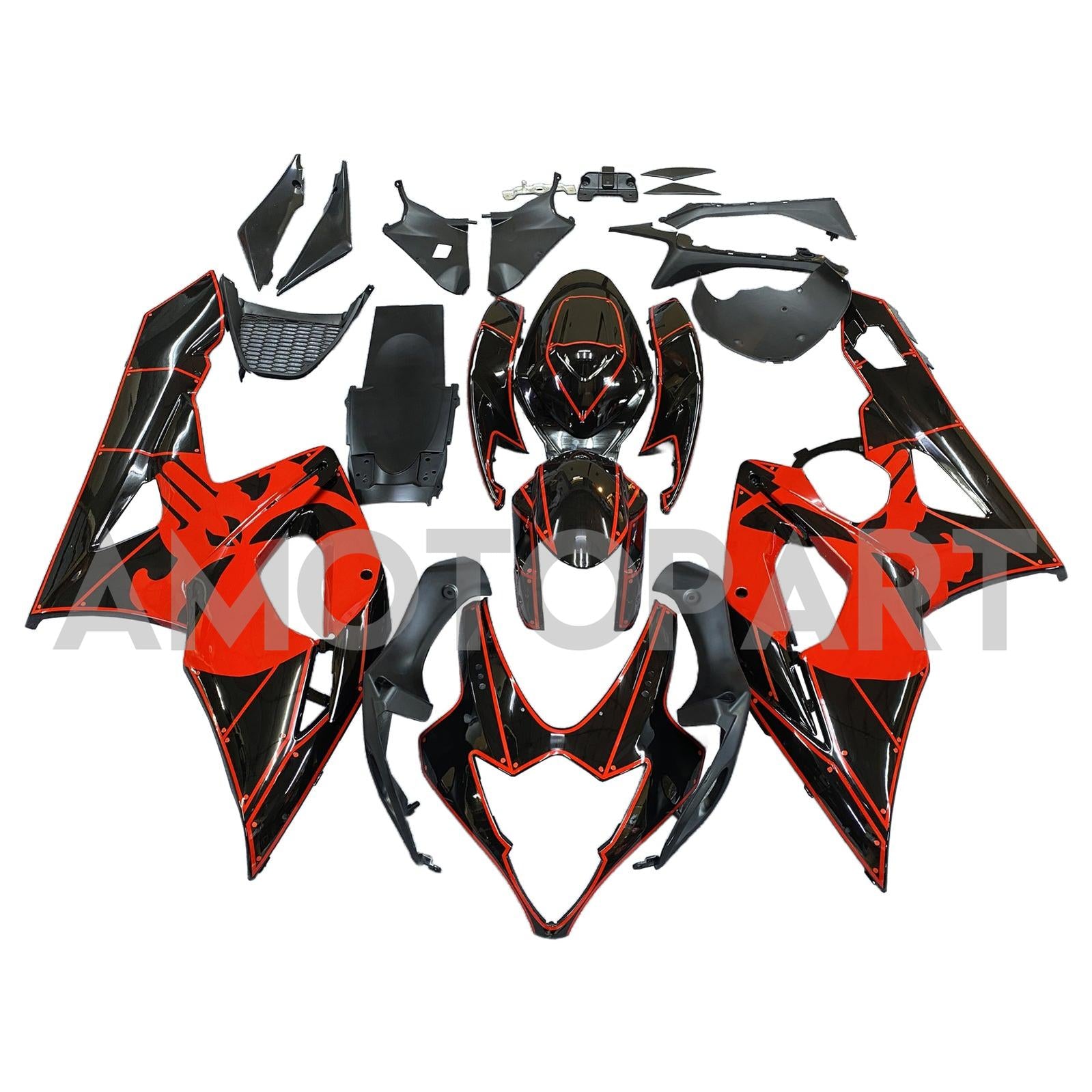 Amotopart 2005-2006 Suzuki GSXR1000 Fairing Red Skull Kit
