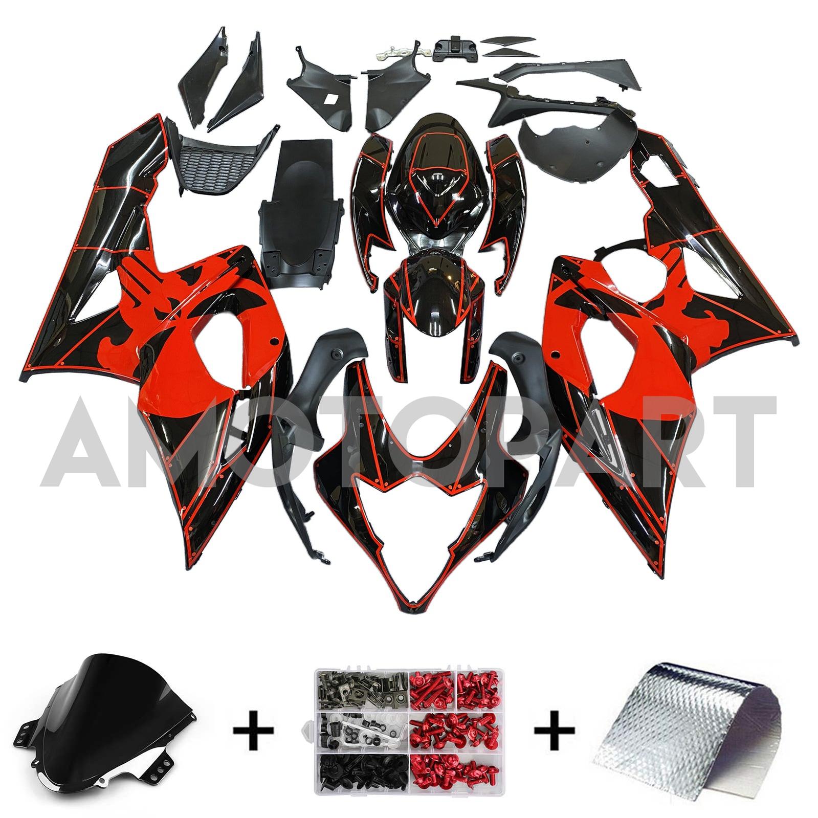 Amotopart 2005-2006 Suzuki GSXR1000 Fairing Red Skull Kit