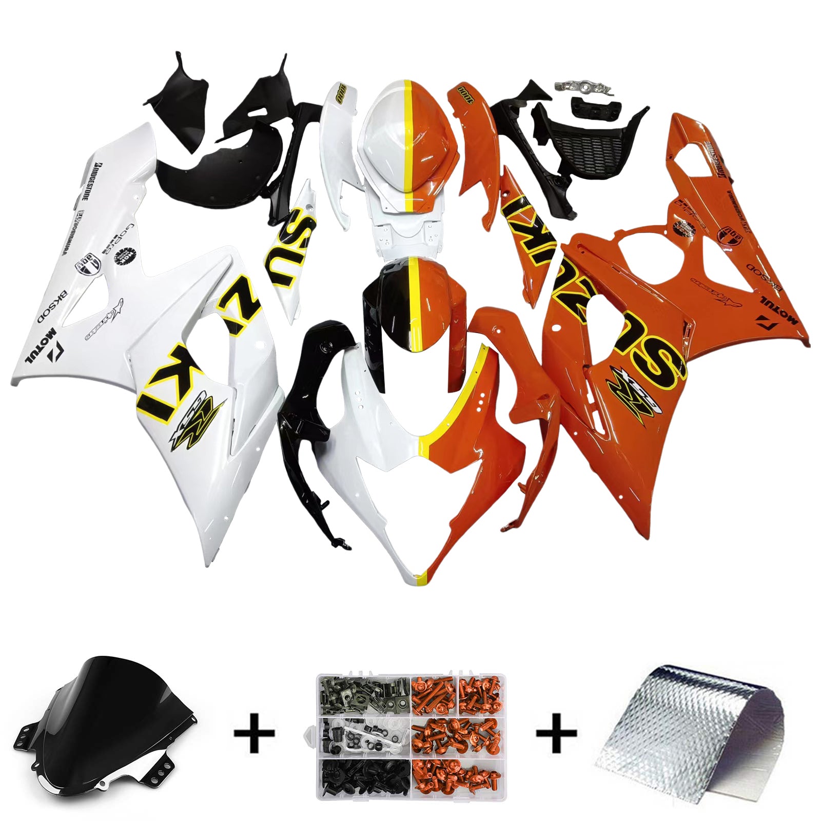 Amotopart 2005-2006 Suzuki GSXR1000 Kit de carenado naranja y blanco