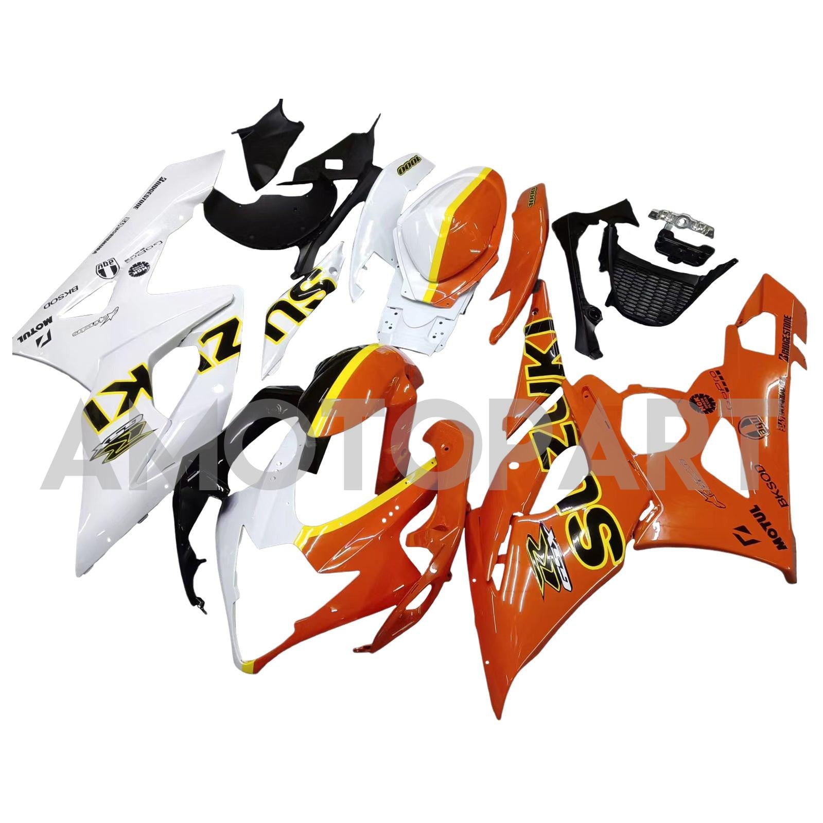 Amotopart 2005-2006 Suzuki GSXR1000 Fairing Orange & White Kit