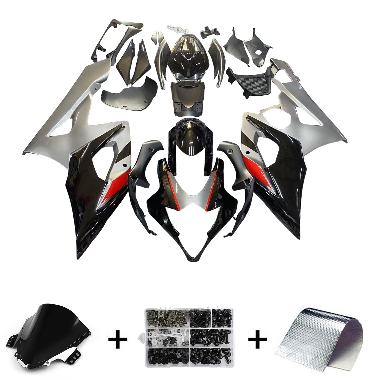 Amotopart 2005-2006 Suzuki GSXR1000 Fairing Black&Grey Kit