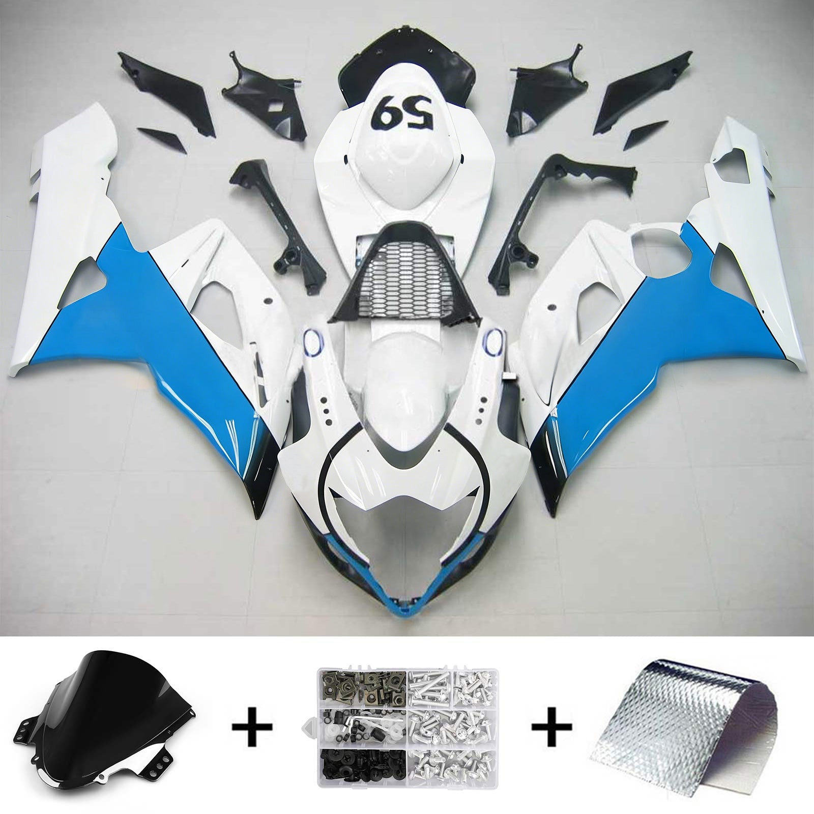 Carenagem Amotopart 2005-2006 Suzuki GSXR1000 Jordan 59 Azul&WKit branco