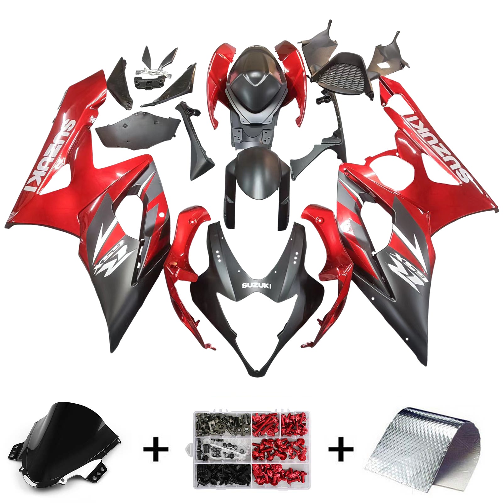 Amotopart 2005-2006 Suzuki GSXR1000 Fairing Matte Red&Black Kit