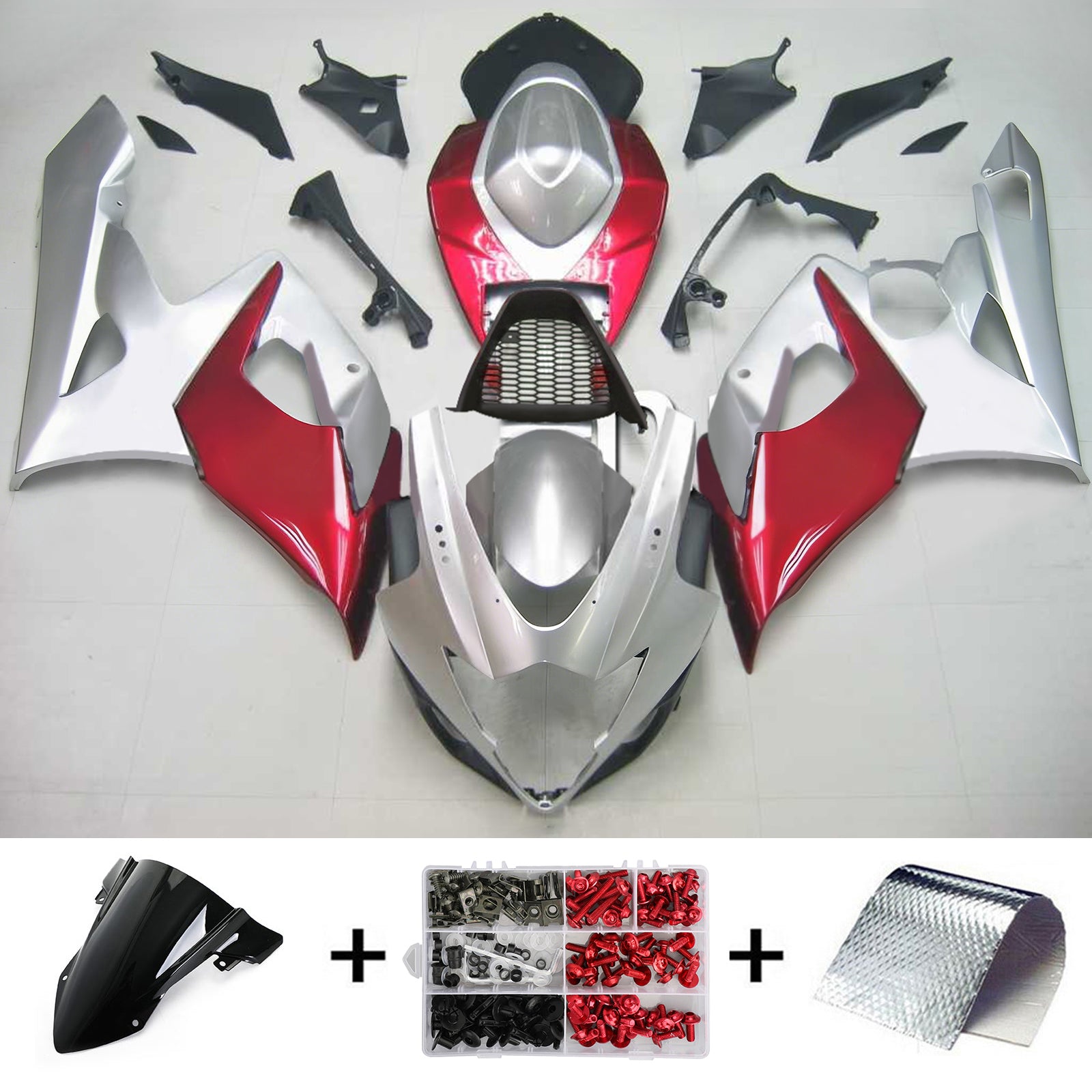Carenagem prateada Amotopart para Suzuki GSXR1000 2005-2006&RKit ed