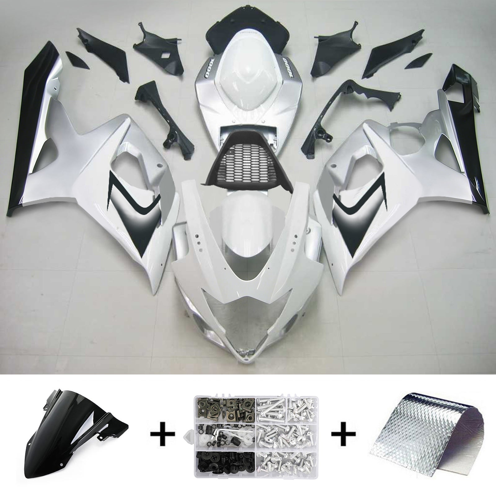 Carenagem prateada Amotopart para Suzuki GSXR1000 2005-2006&WKit branco