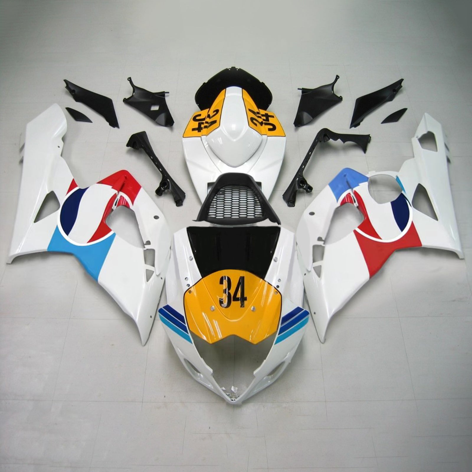 Amotopart 2005-2006 Suzuki GSXR1000 Carenagem Multicolor Pepsi 34 Kit Branco