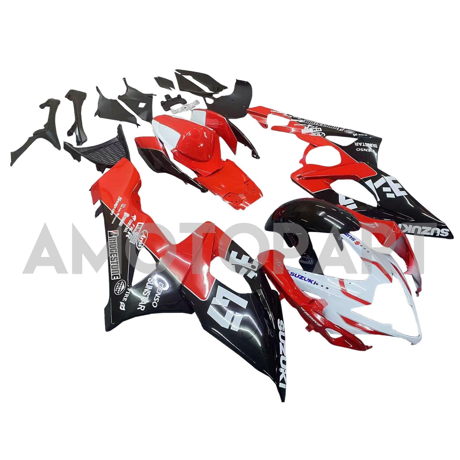 Amotopart 2005-2006 Suzuki GSXR1000 Fairing Red&Black Letter Kit