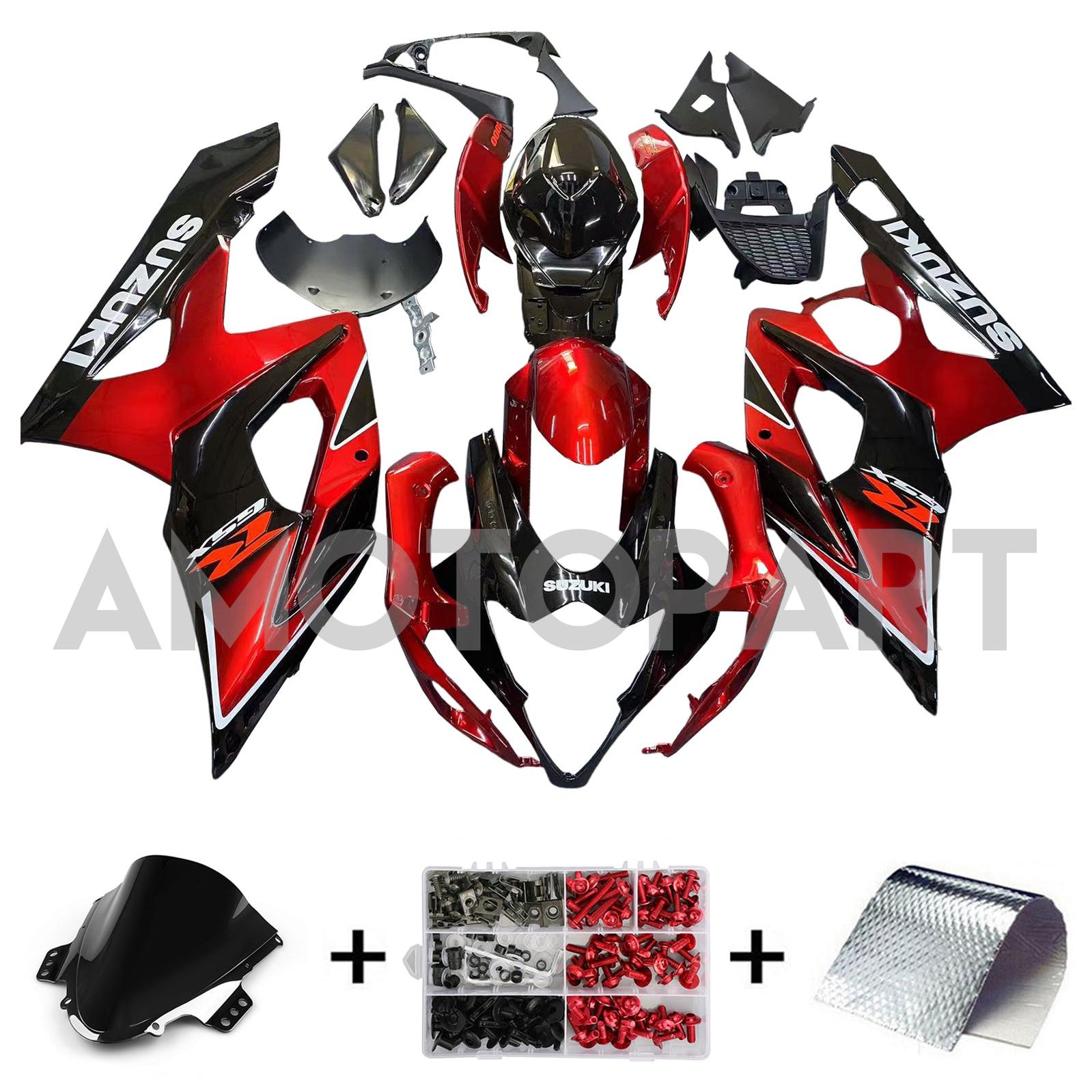 Amotopart 2005-2006 Suzuki GSXR1000 Fairing Black&Red Kit