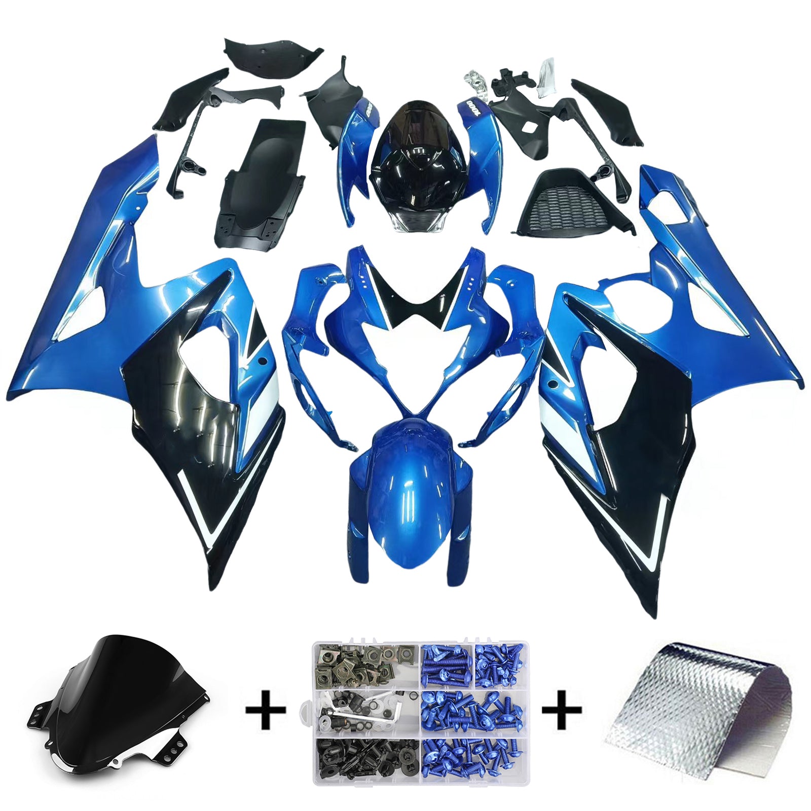 Amotopart 2005–2006 Suzuki GSXR1000 Verkleidung, Blau, Style2 Kit