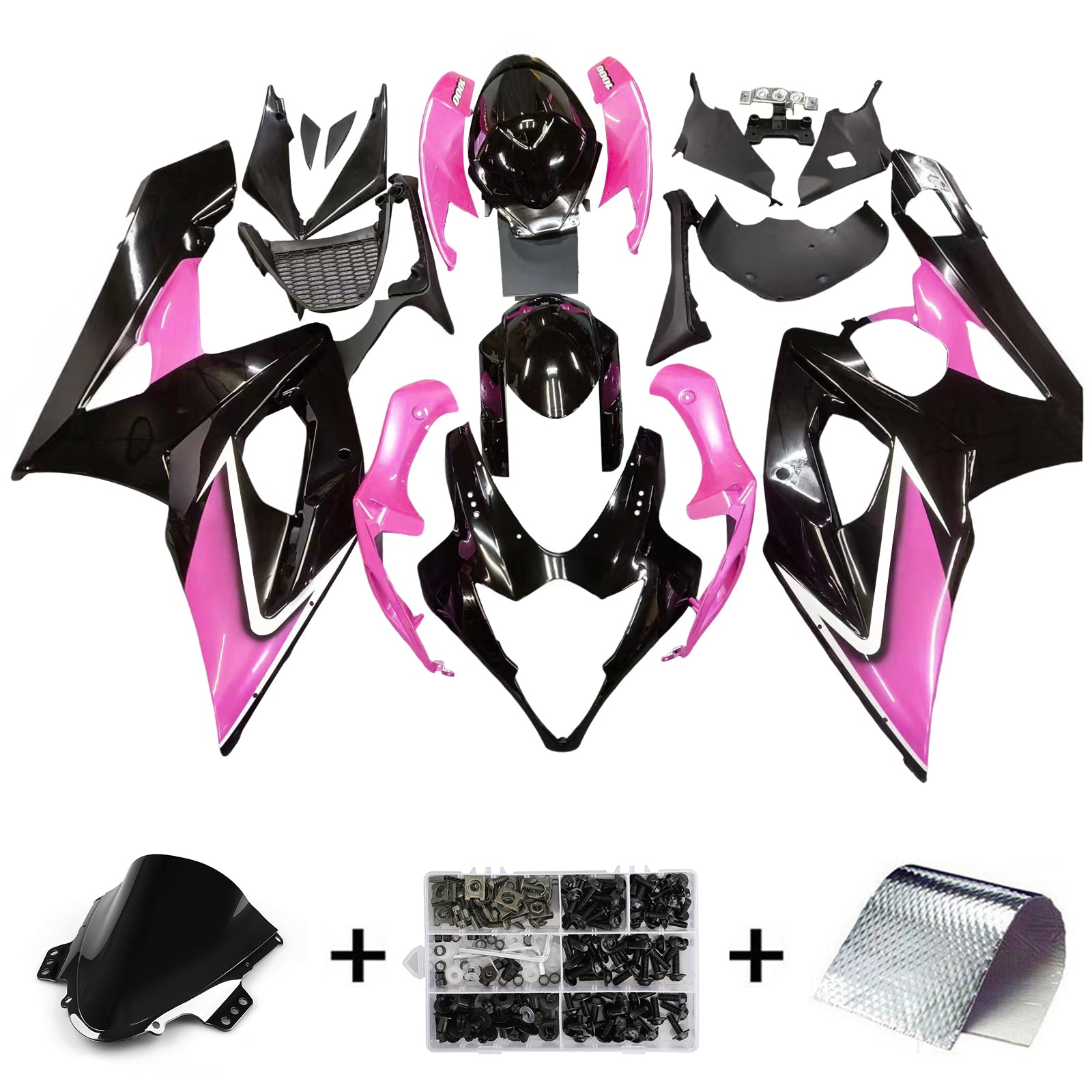Amotopart 2005-2006 Kit carena Suzuki GSXR1000 nero e rosa