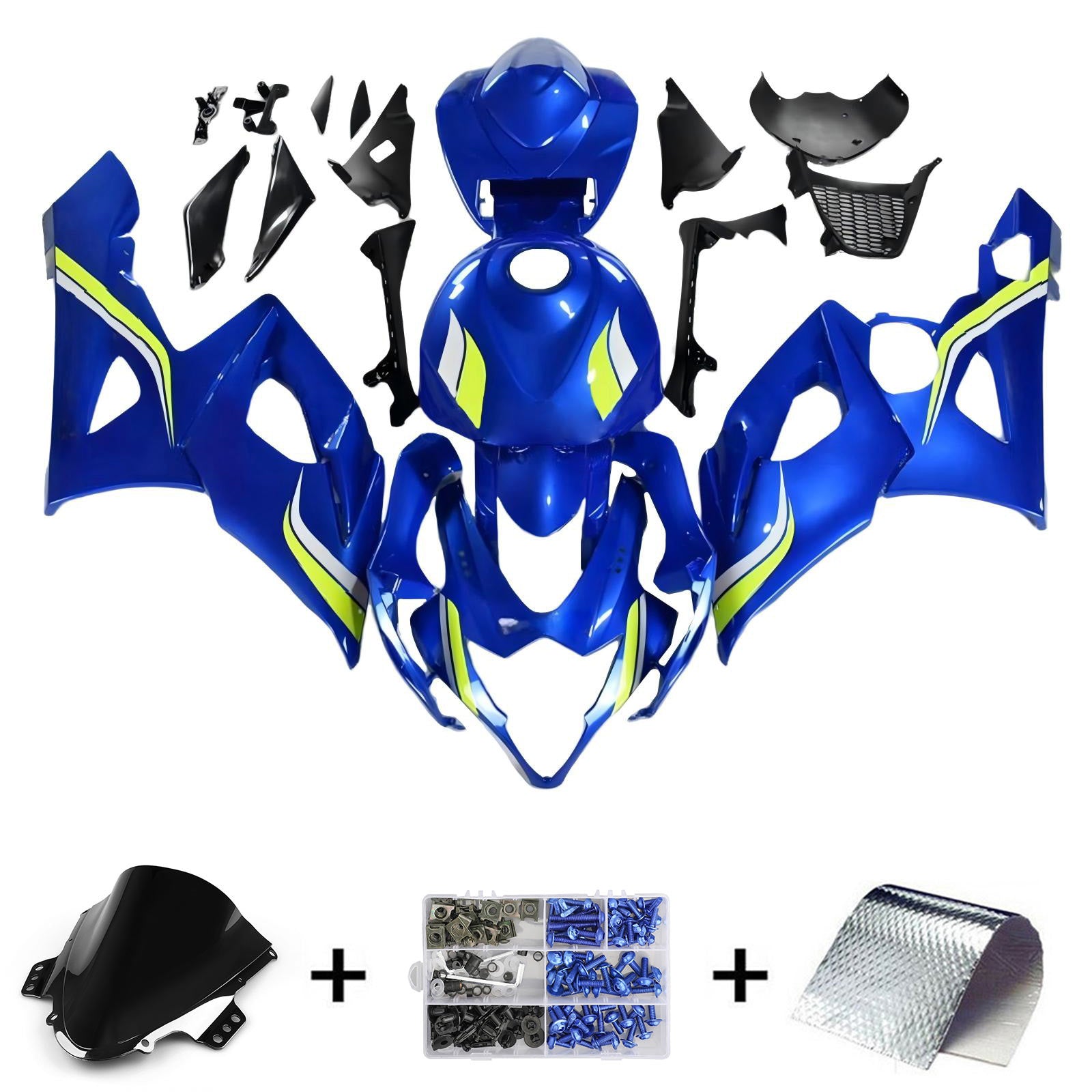 Amotopart 2005-2006 K5 GSXR1000 Suzuki Kit carenatura accenti blu e verde