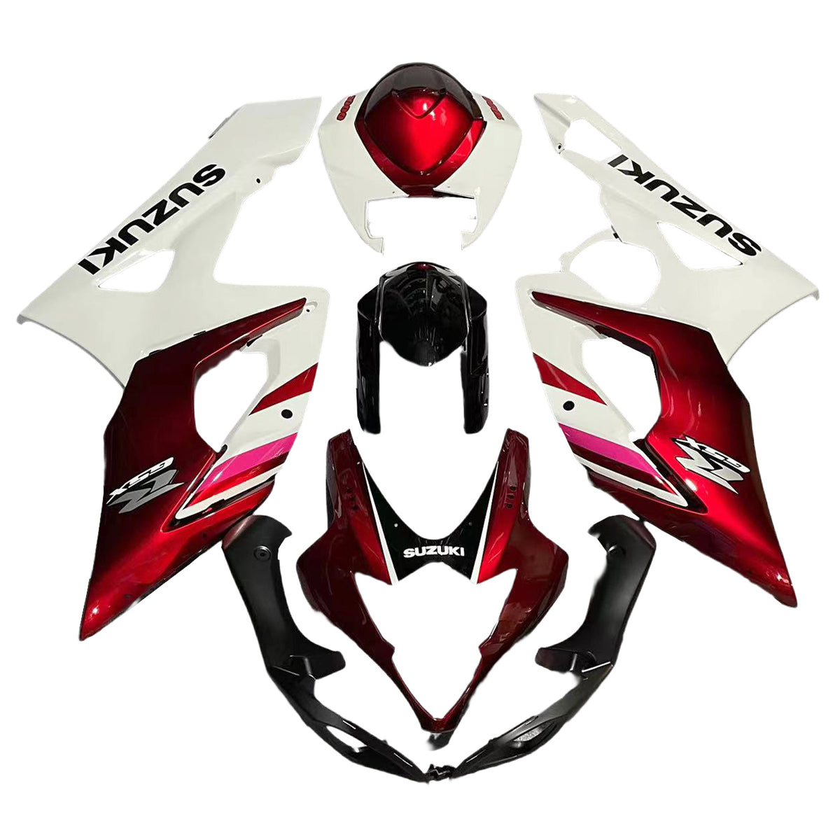 Amotopart 2005-2006 K5 GSXR1000 Suzuki Kit de carenado rojo y blanco