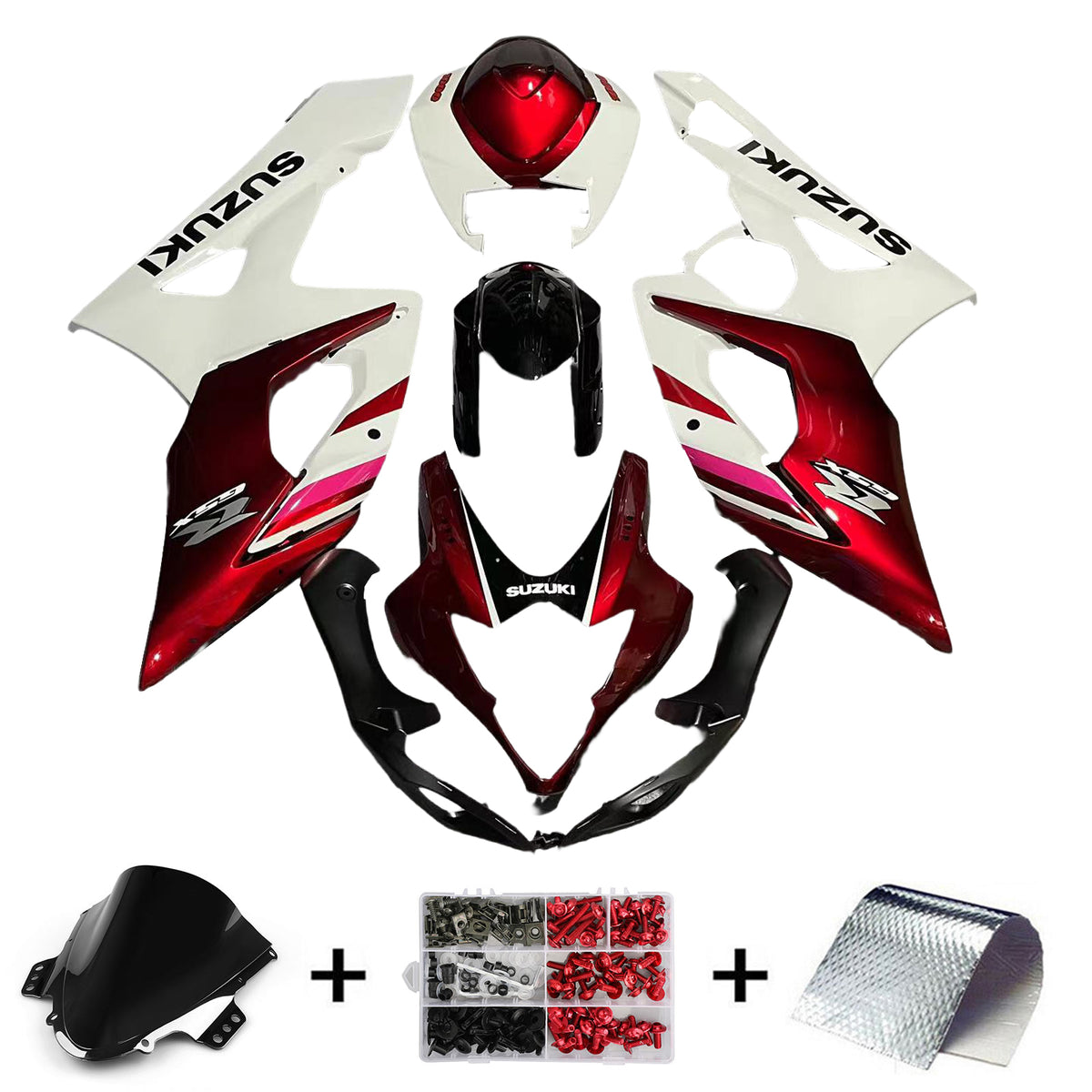 Amotopart 2005-2006 K5 GSXR1000 Suzuki Kit de carénage rouge et blanc