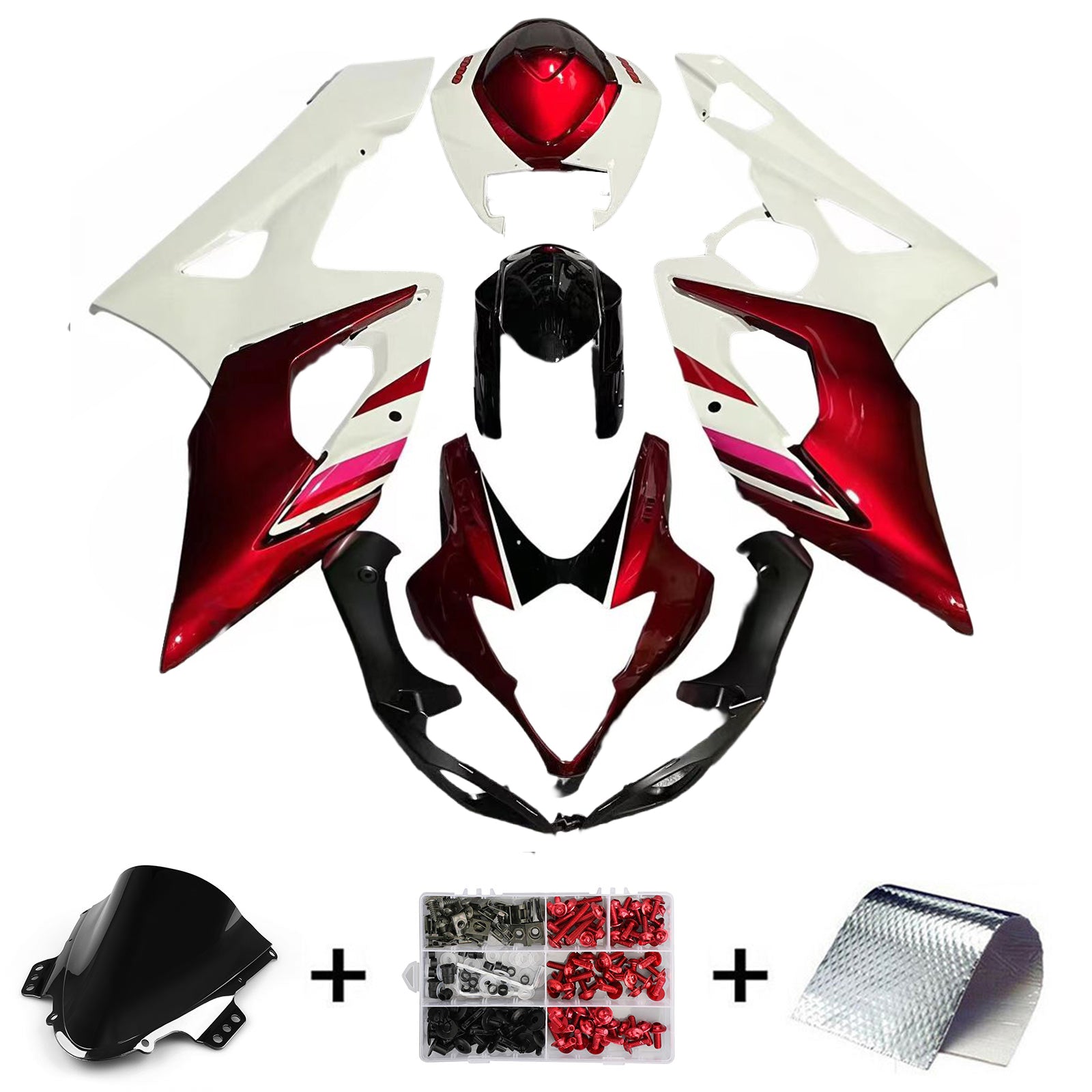 Amotopart 2005-2006 K5 GSXR1000 Suzuki Red&White Fairing Kit