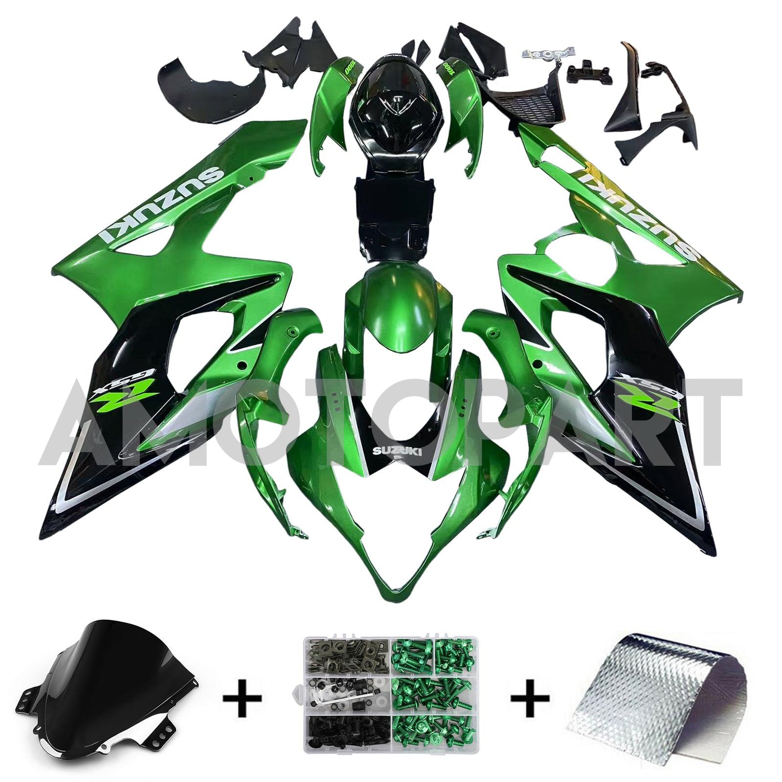Amotopart 2005-2006 K5 GSXR1000 Suzuki Green&Black Fairing Kit