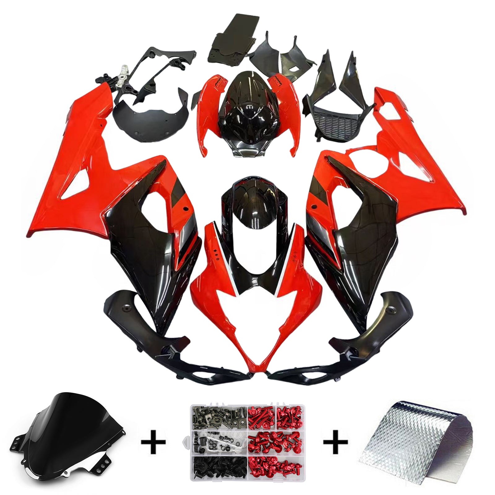 Amotopart 2005-2006 K5 GSXR1000 Suzuki Rosso e Nero Style3 Kit carenatura