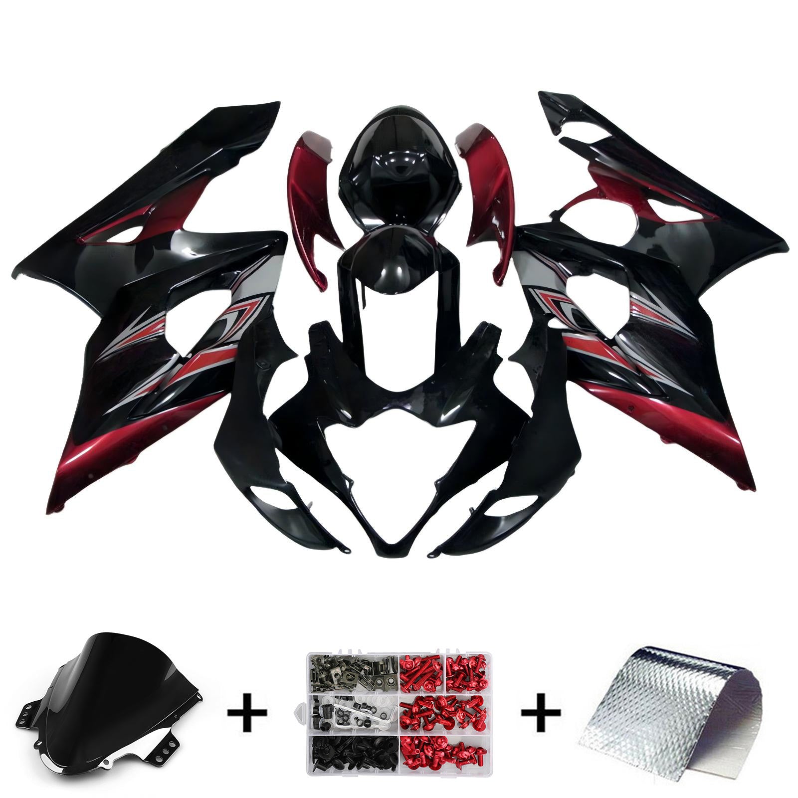 Amotopart 2005-2006 K5 GSXR1000 Suzuki Red&Black Style4 Fairing Kit