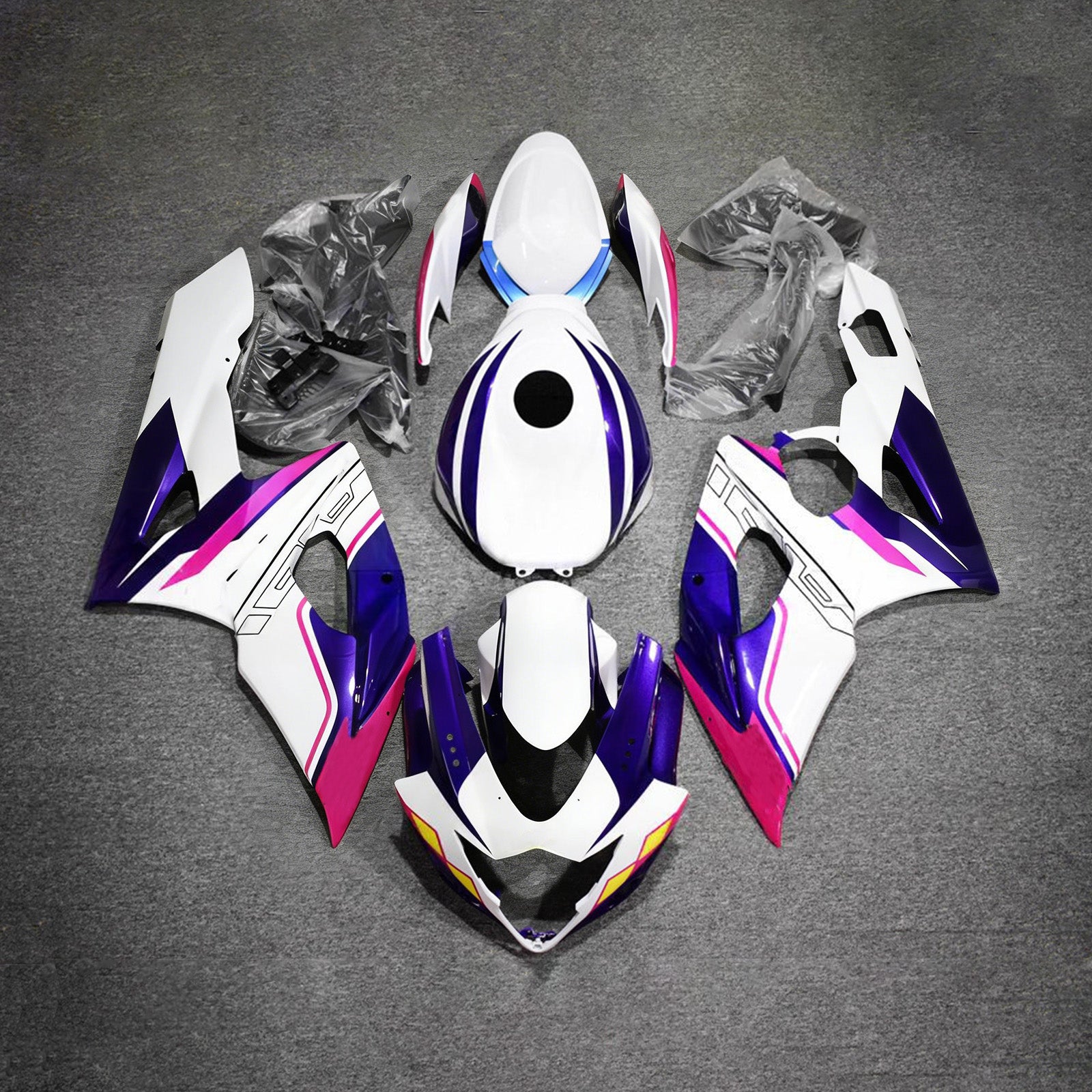 Amotopart 2005-2006 Suzuki GSXR1000 White Purple Pink Fairing Kit