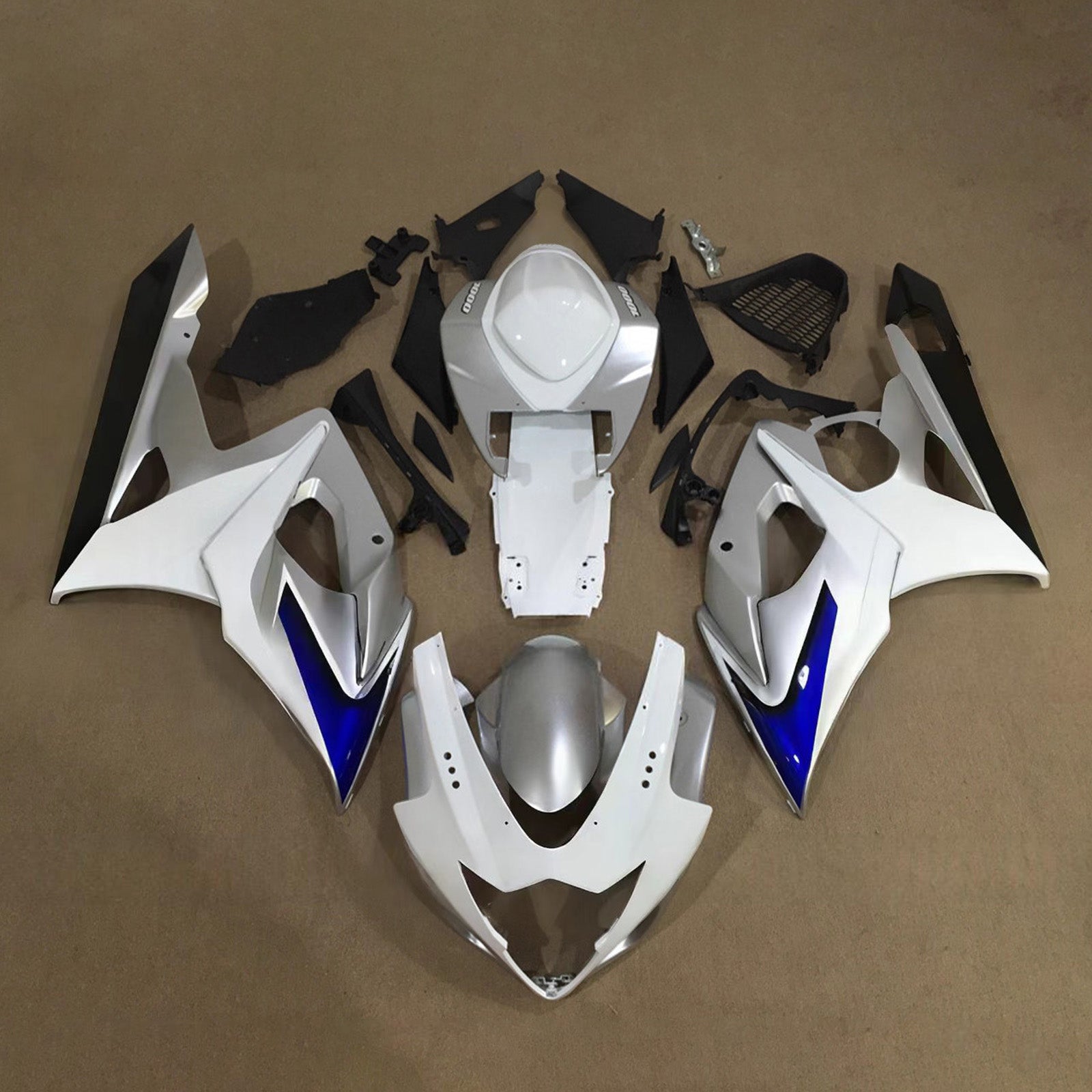 Amotopart 2005-2006 Suzuki GSXR1000 White Silver Fairing Kit