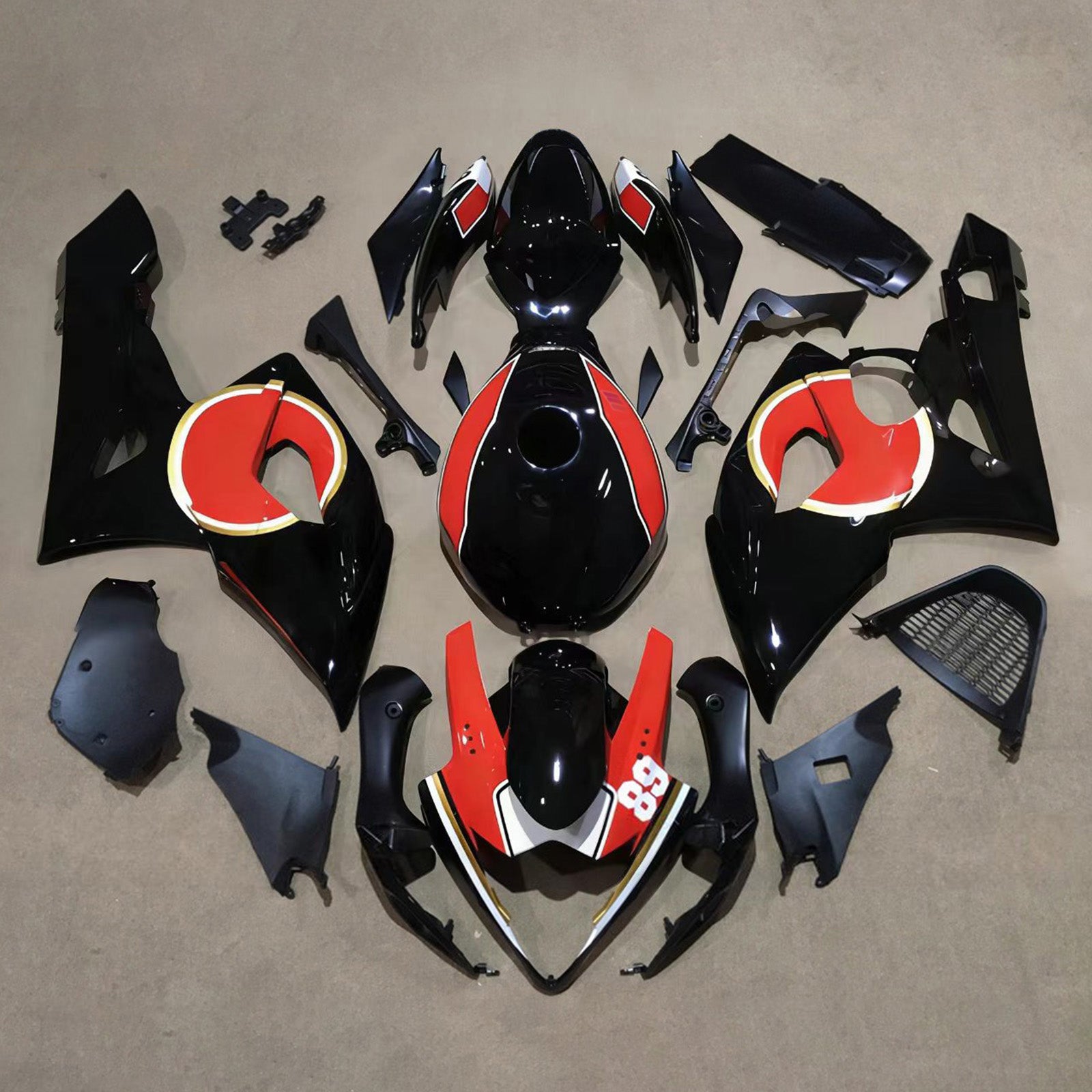 Amotopart 2005-2006 Suzuki GSXR1000 Black Red Fairing Kit