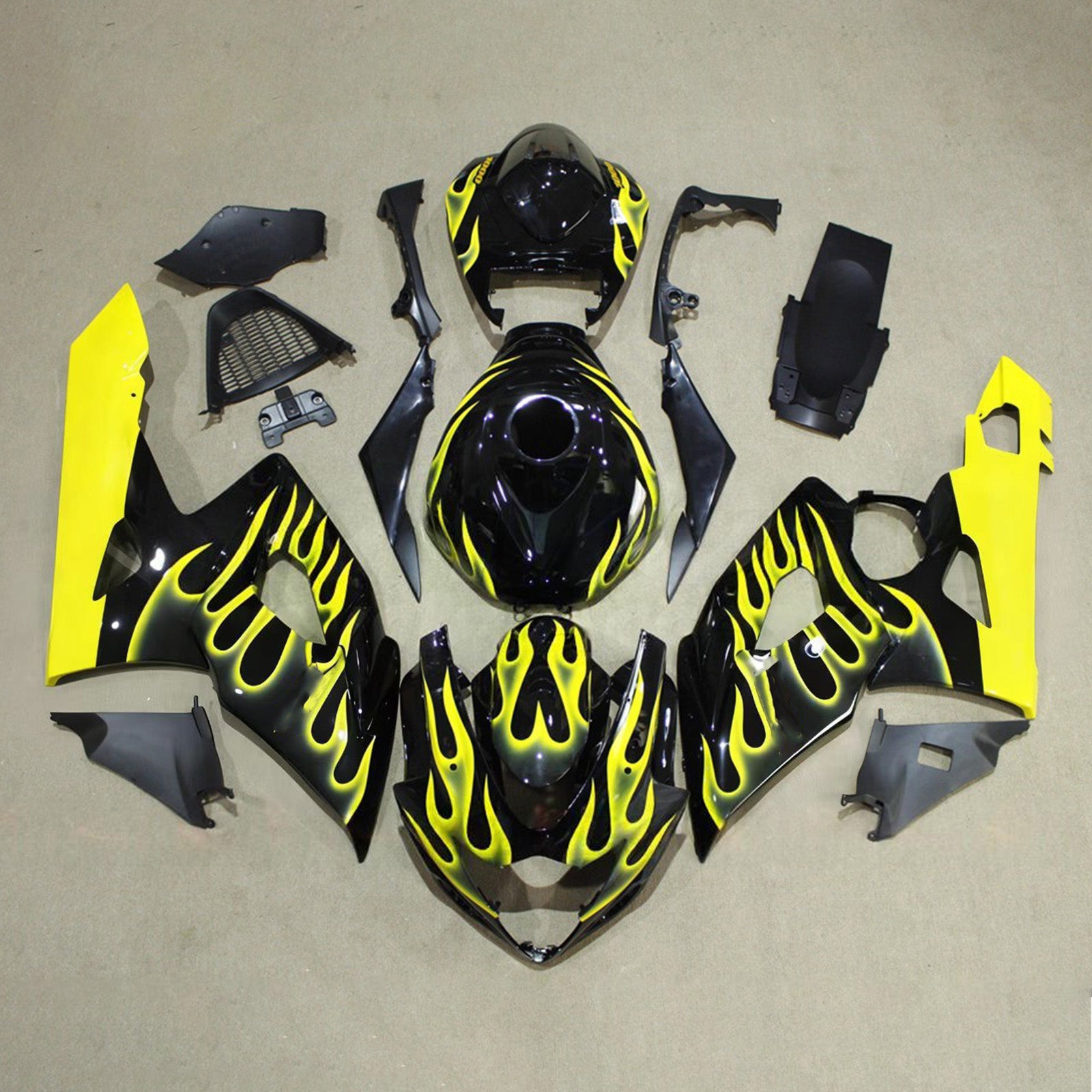 Amotopart 2005-2006 Suzuki GSXR1000 Black Yellow Fairing Kit
