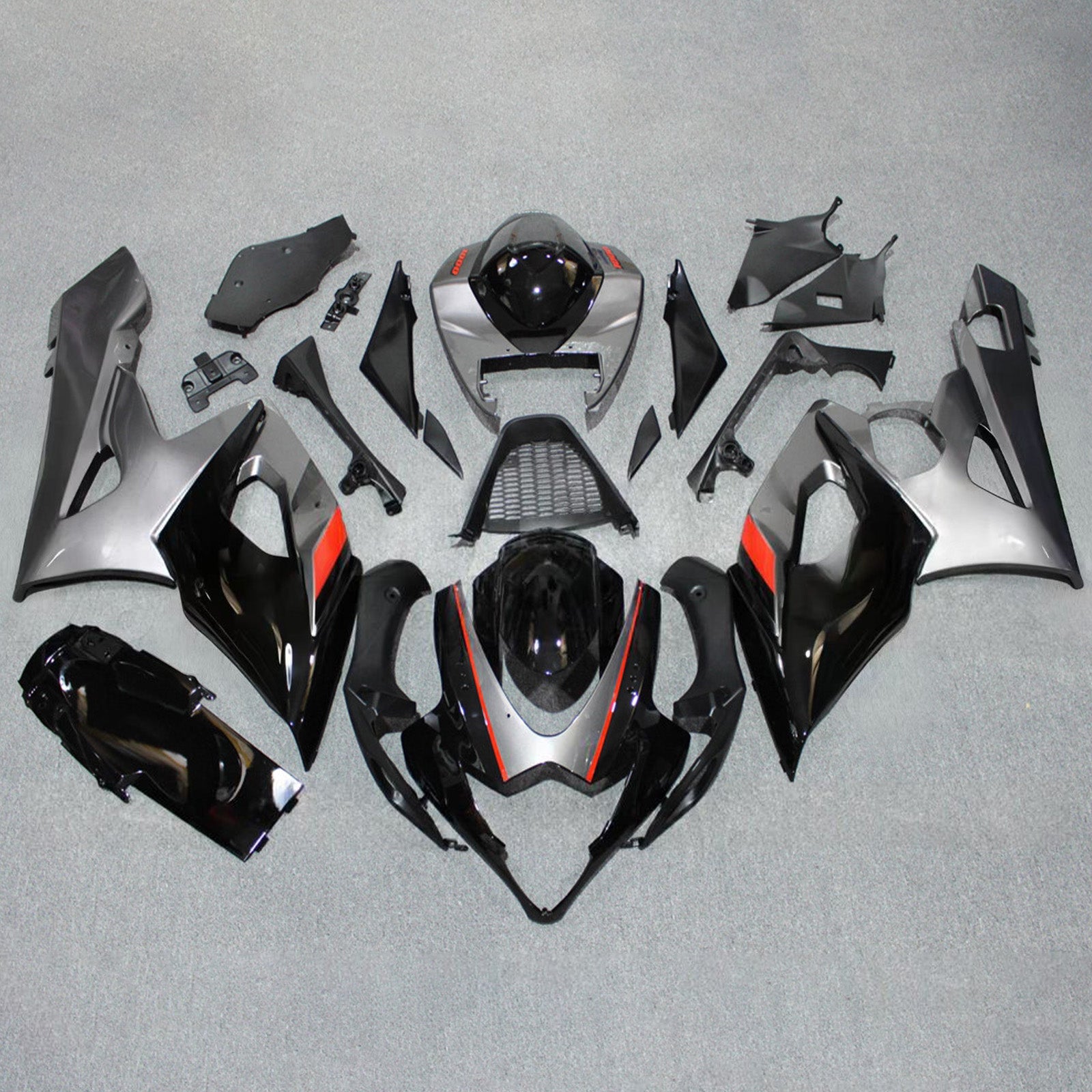 Amotopart 2005-2006 Suzuki GSXR1000 Black Gray Red Fairing Kit