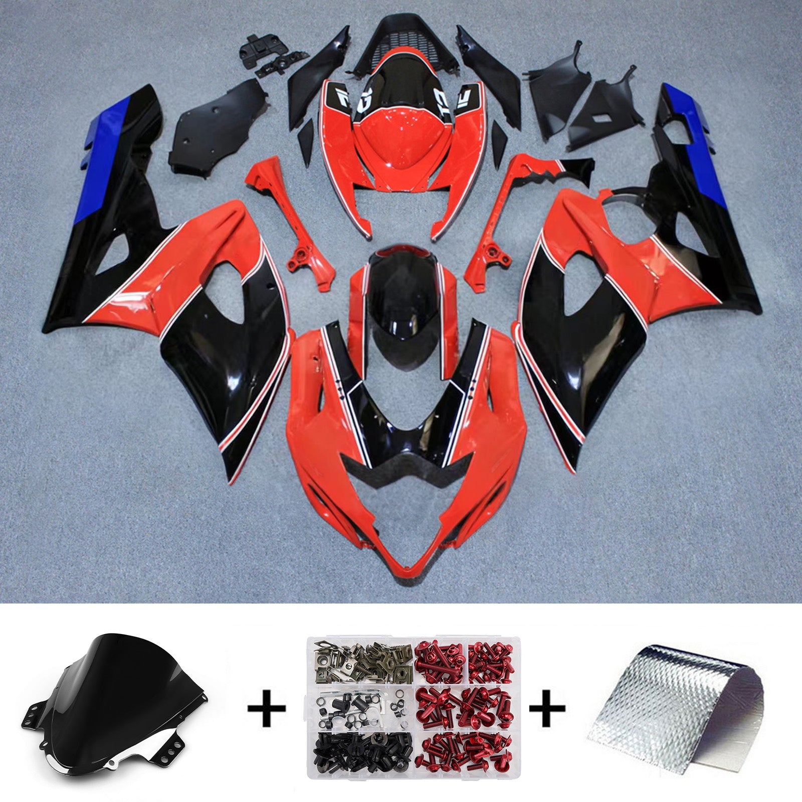 Amotopart 2005-2006 Suzuki GSXR1000 Red Black White Fairing Kit