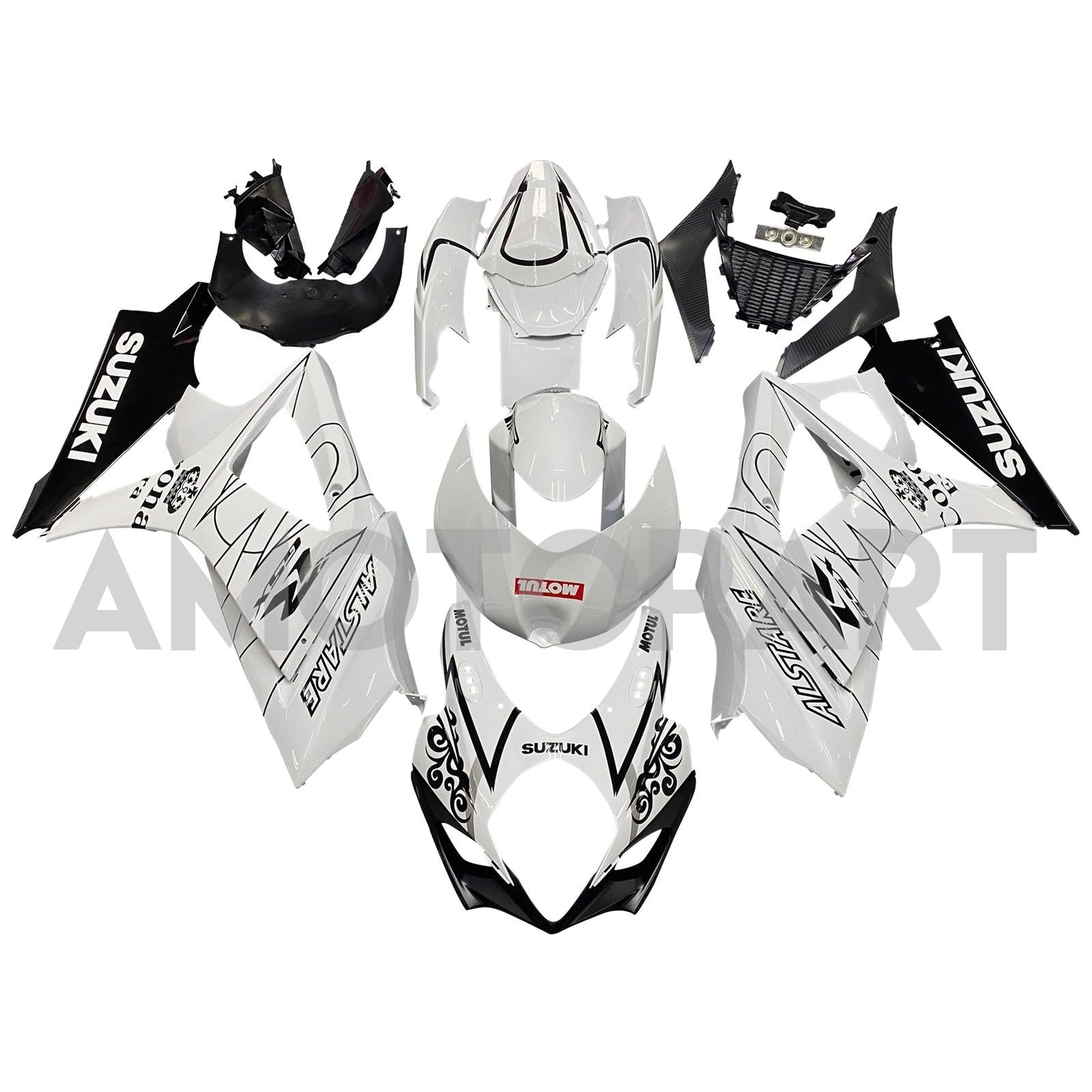 Amotopart 2007-2008 Suzuki GSXR1000 Fairing White&Black Line Kit