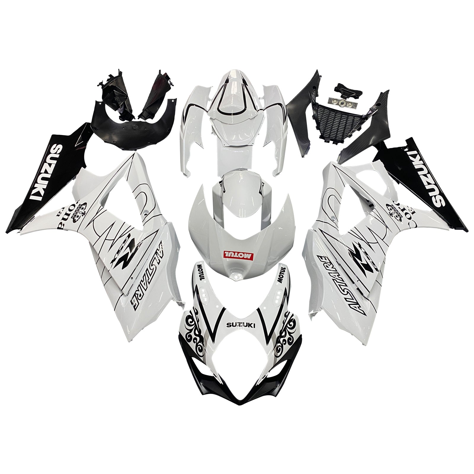 Amotopart 2007-2008 Suzuki GSXR1000 Kit de carenado blanco y negro